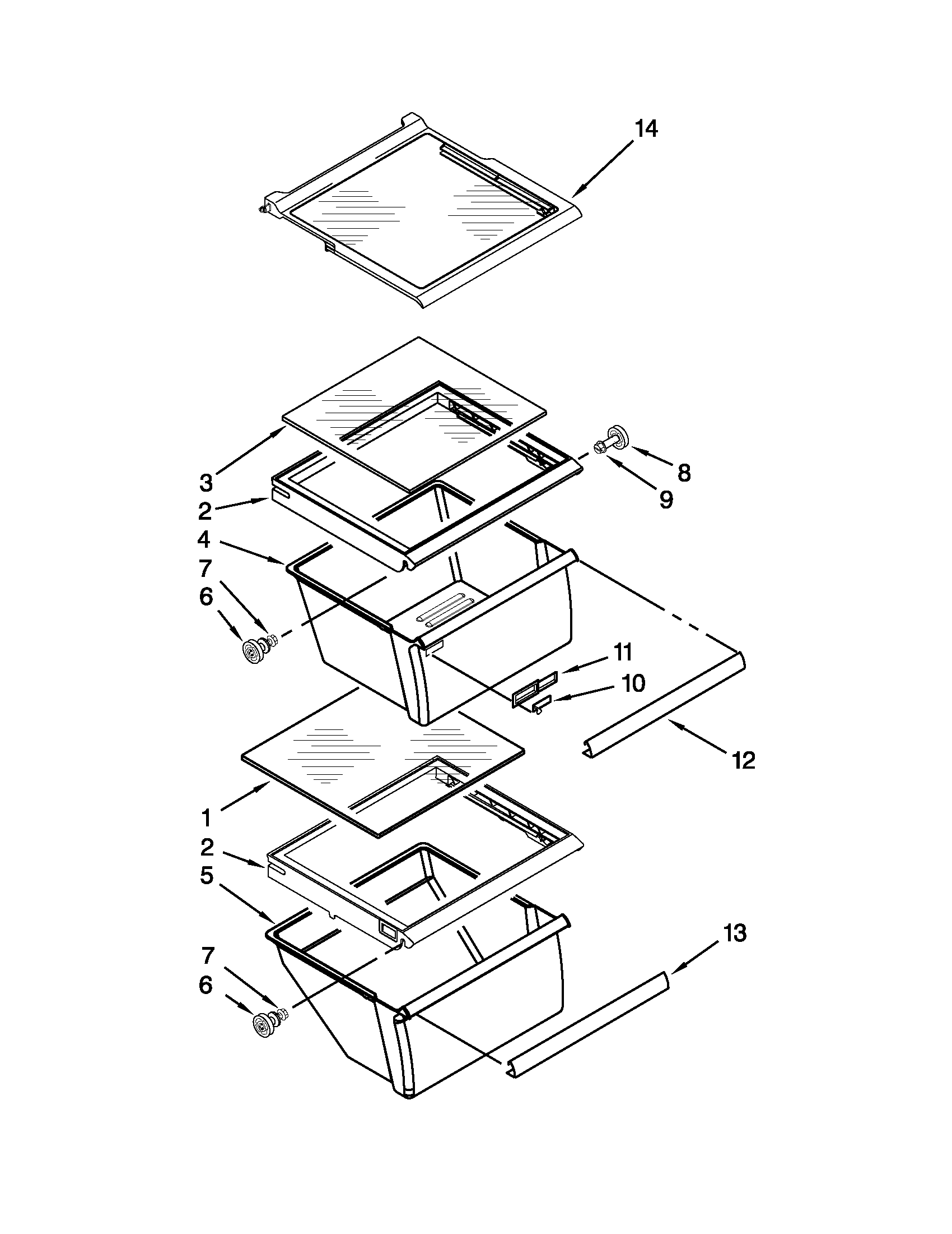 Amana ASD2575BRW00 refrigerator shelf parts diagram