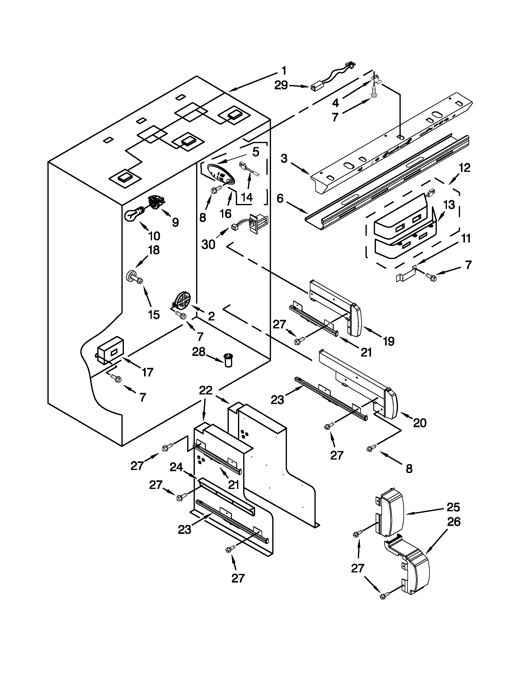 Jenn-Air JF42NXFXDW04 refrigerator liner parts diagram