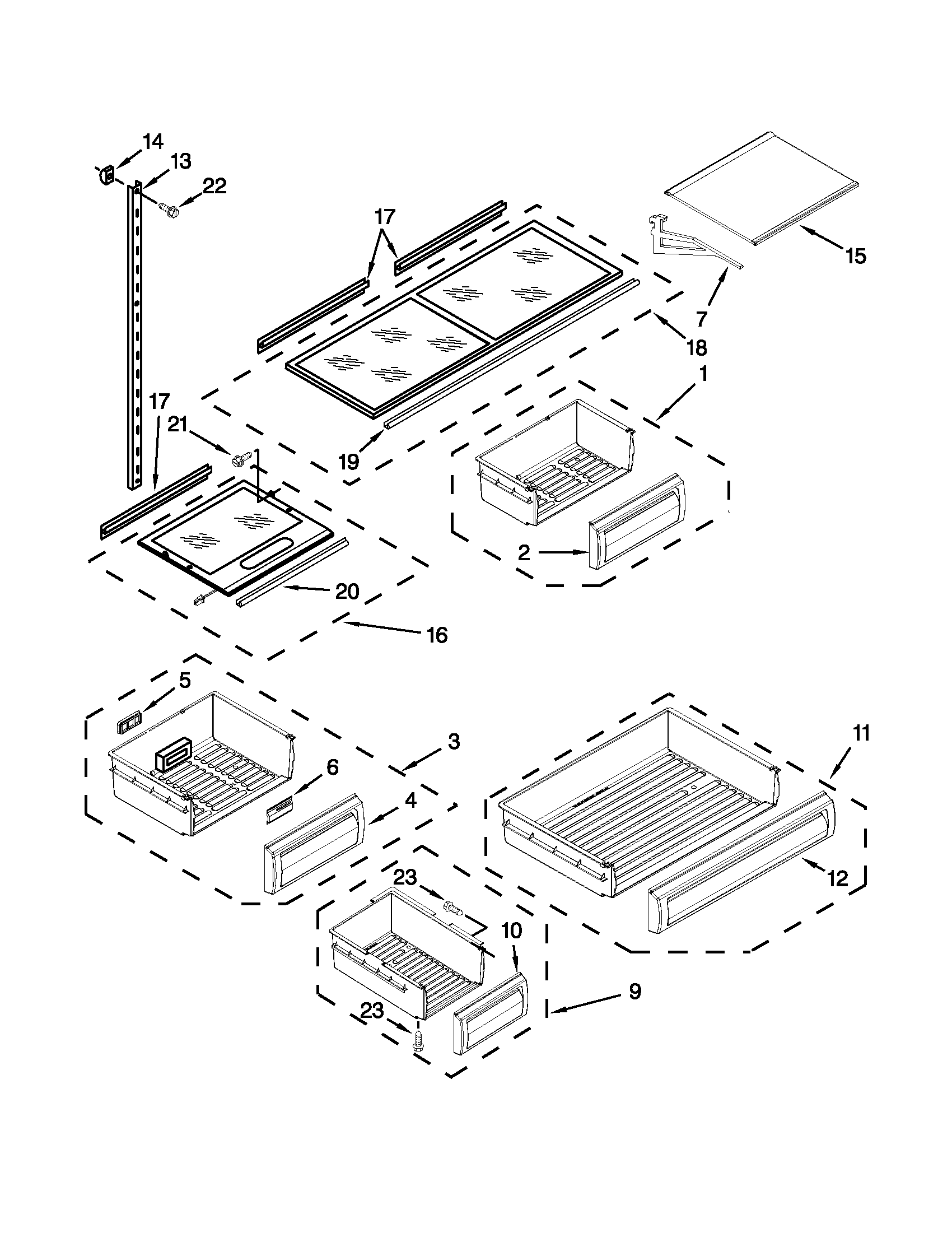 Jenn-Air JF42NXFXDW04 shelf parts diagram