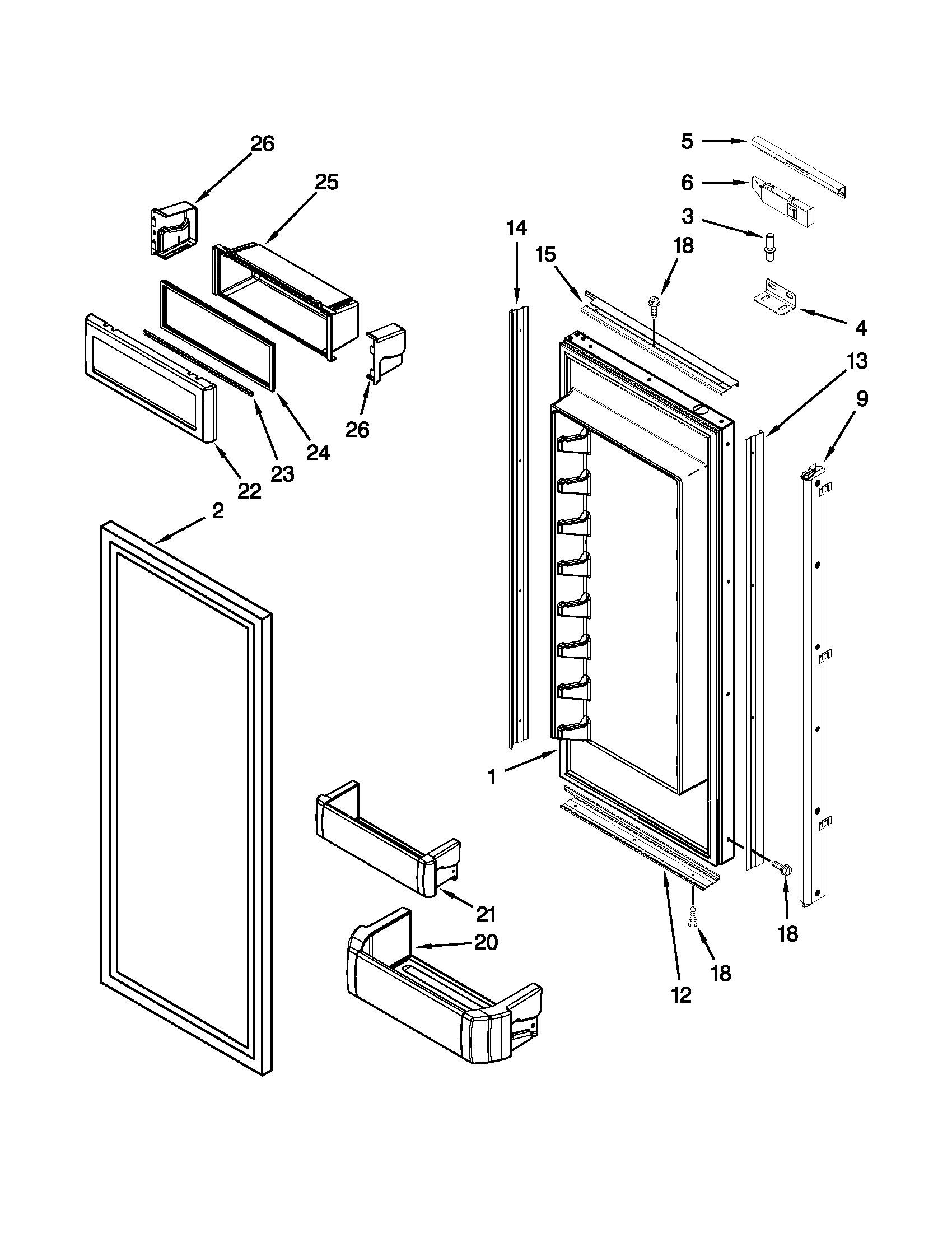 Jenn-Air JF42NXFXDW04 refrigerator door parts diagram