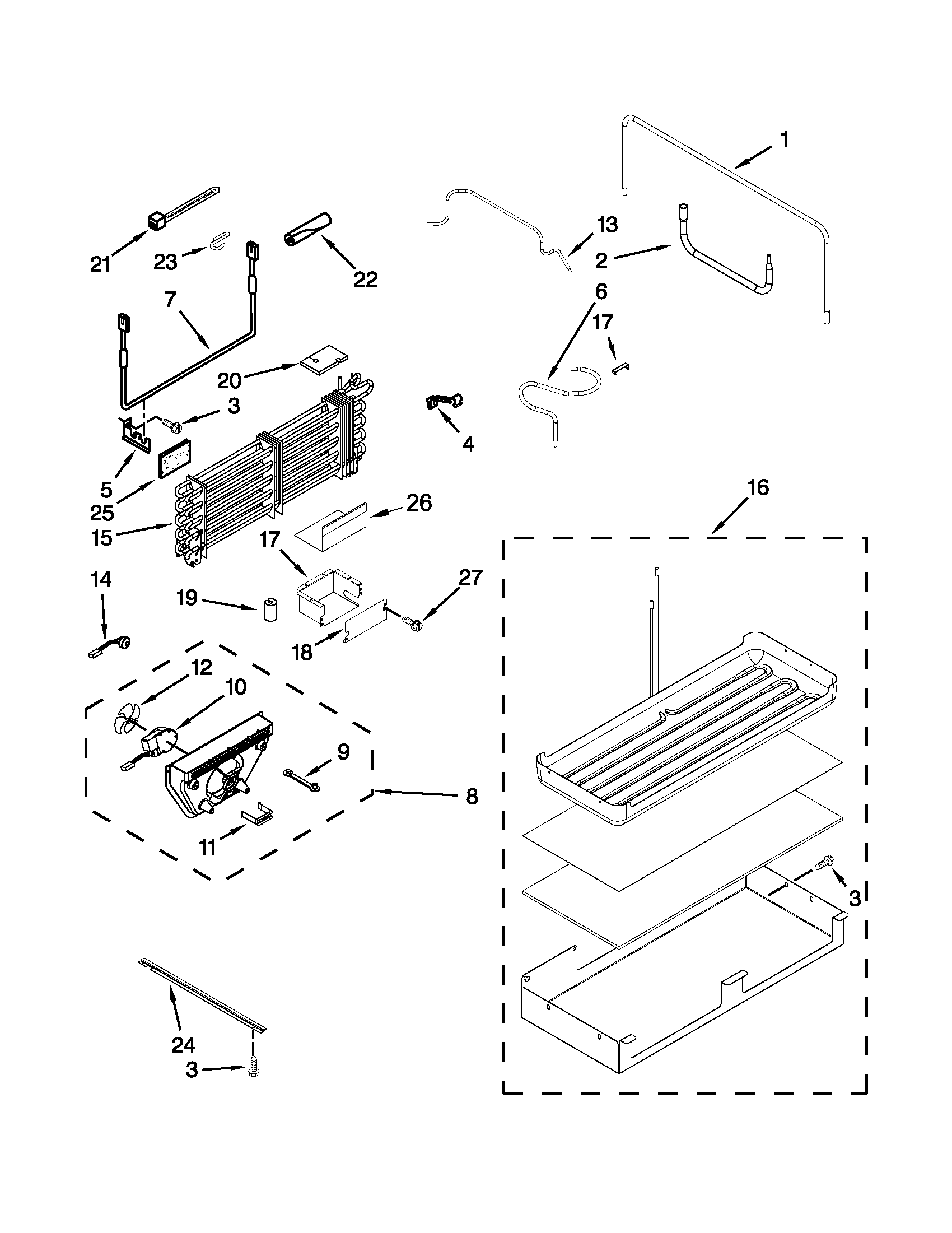 Jenn-Air JF42NXFXDW04 lower unit & tube parts diagram