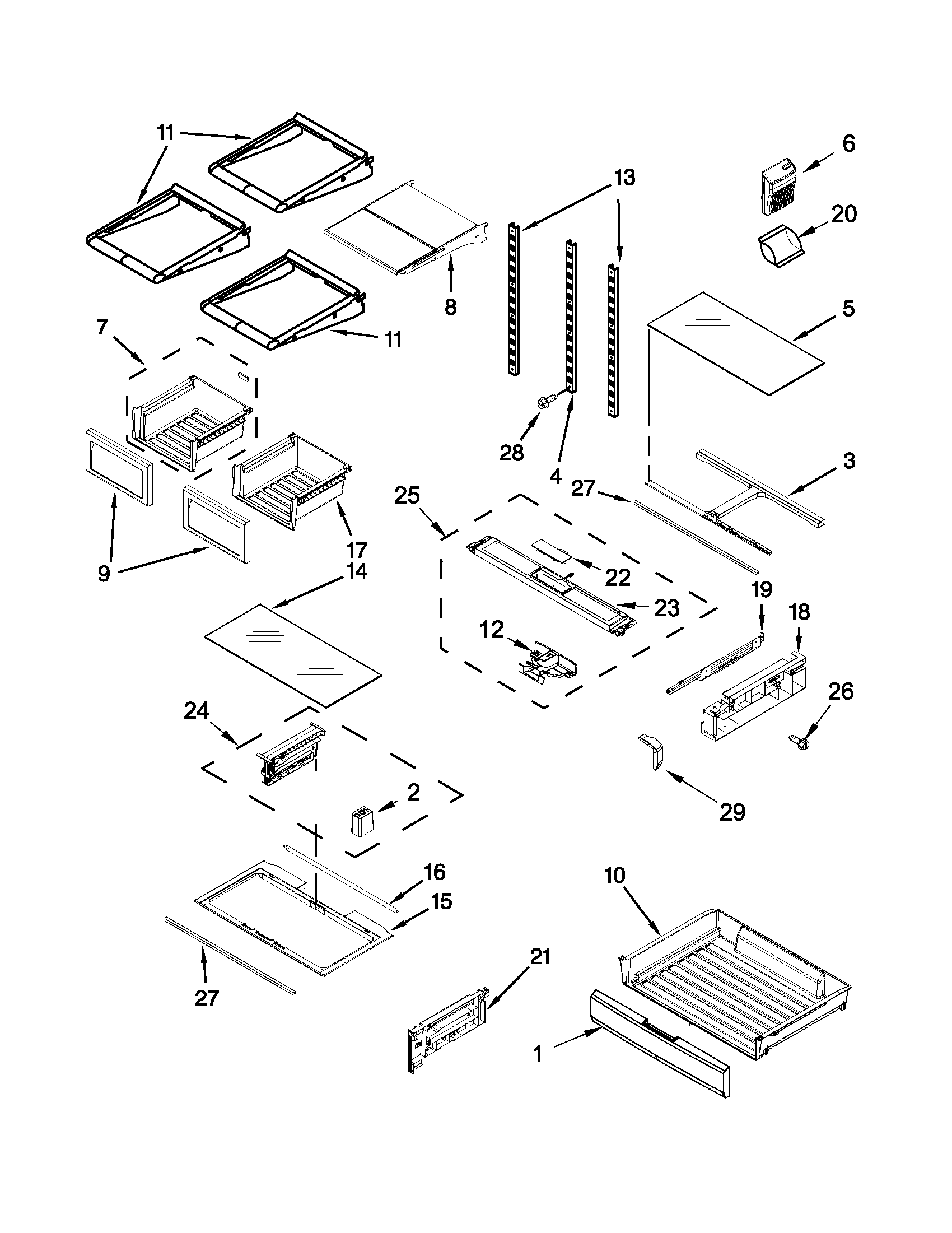 Maytag MFT2673BEW10 shelf parts diagram