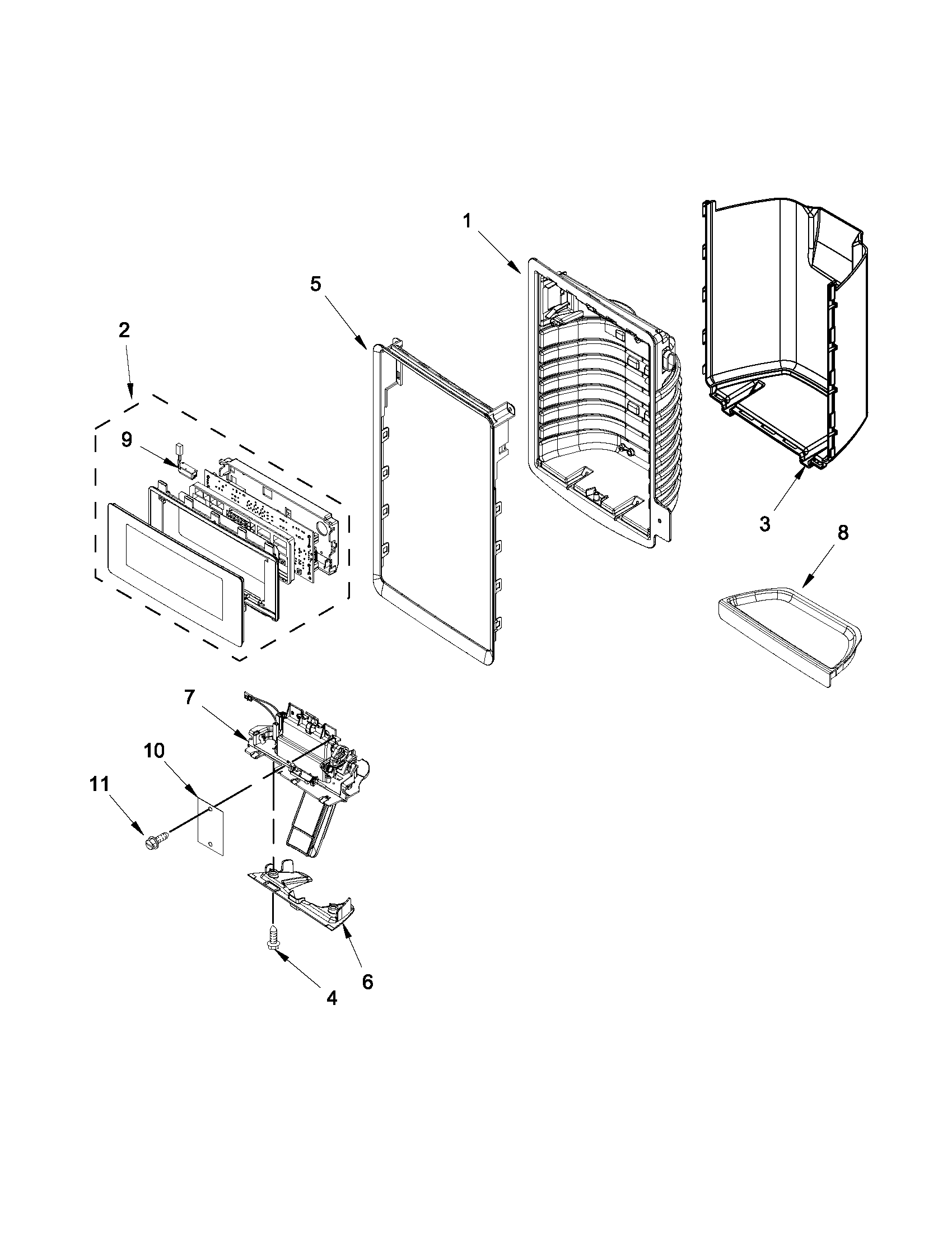 Maytag MFT2673BEW10 dispenser front parts diagram