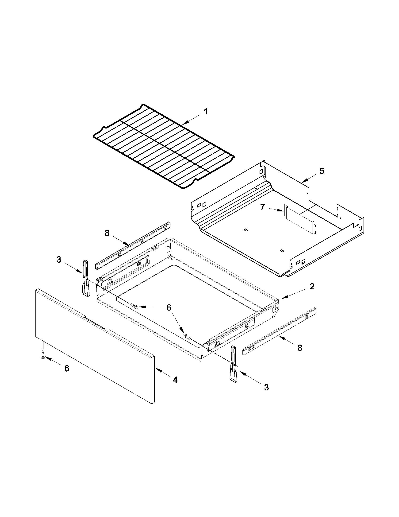 Whirlpool YWFE540H0BW0 drawer & broiler parts diagram