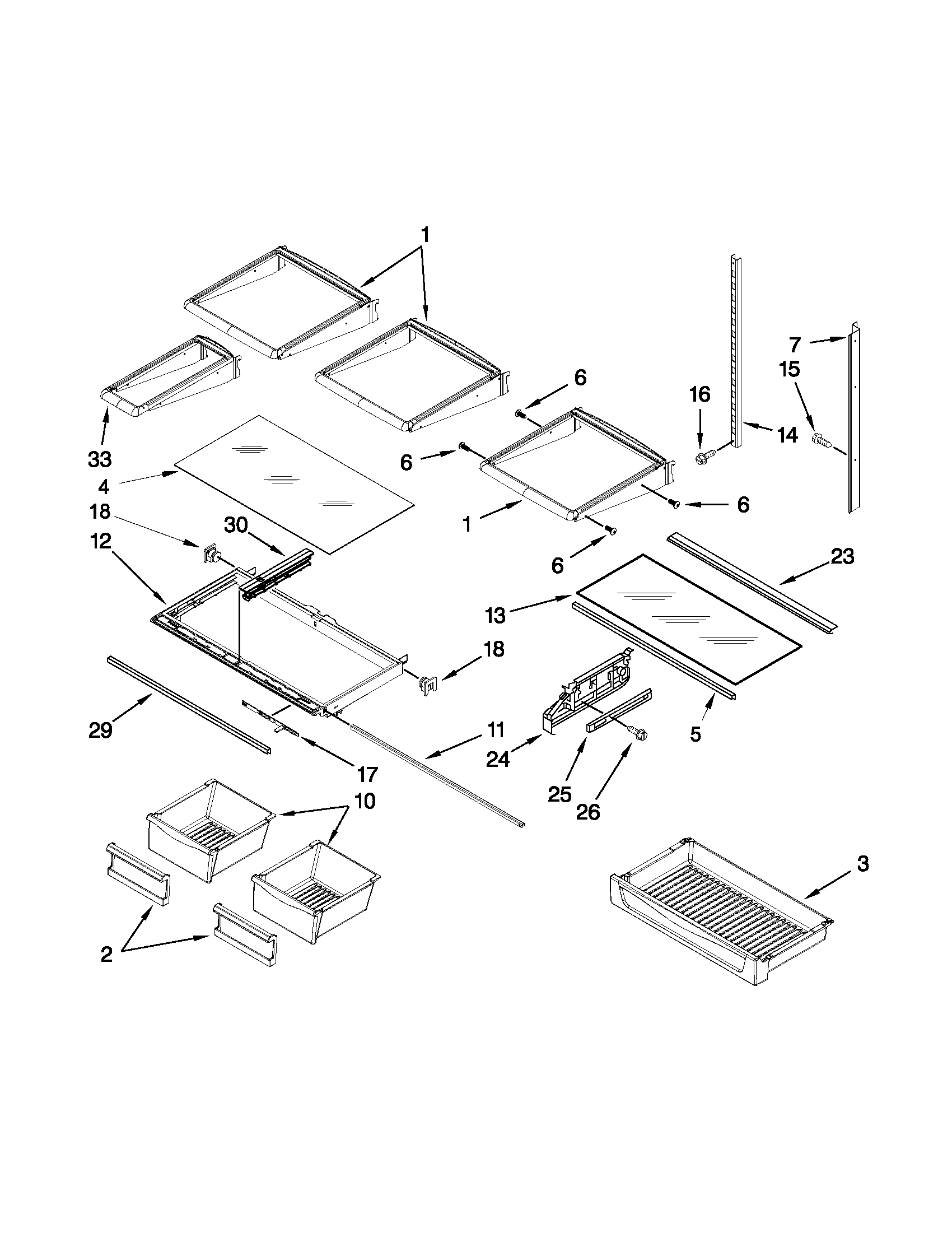 Whirlpool GI6FARXXF06 shelf parts diagram