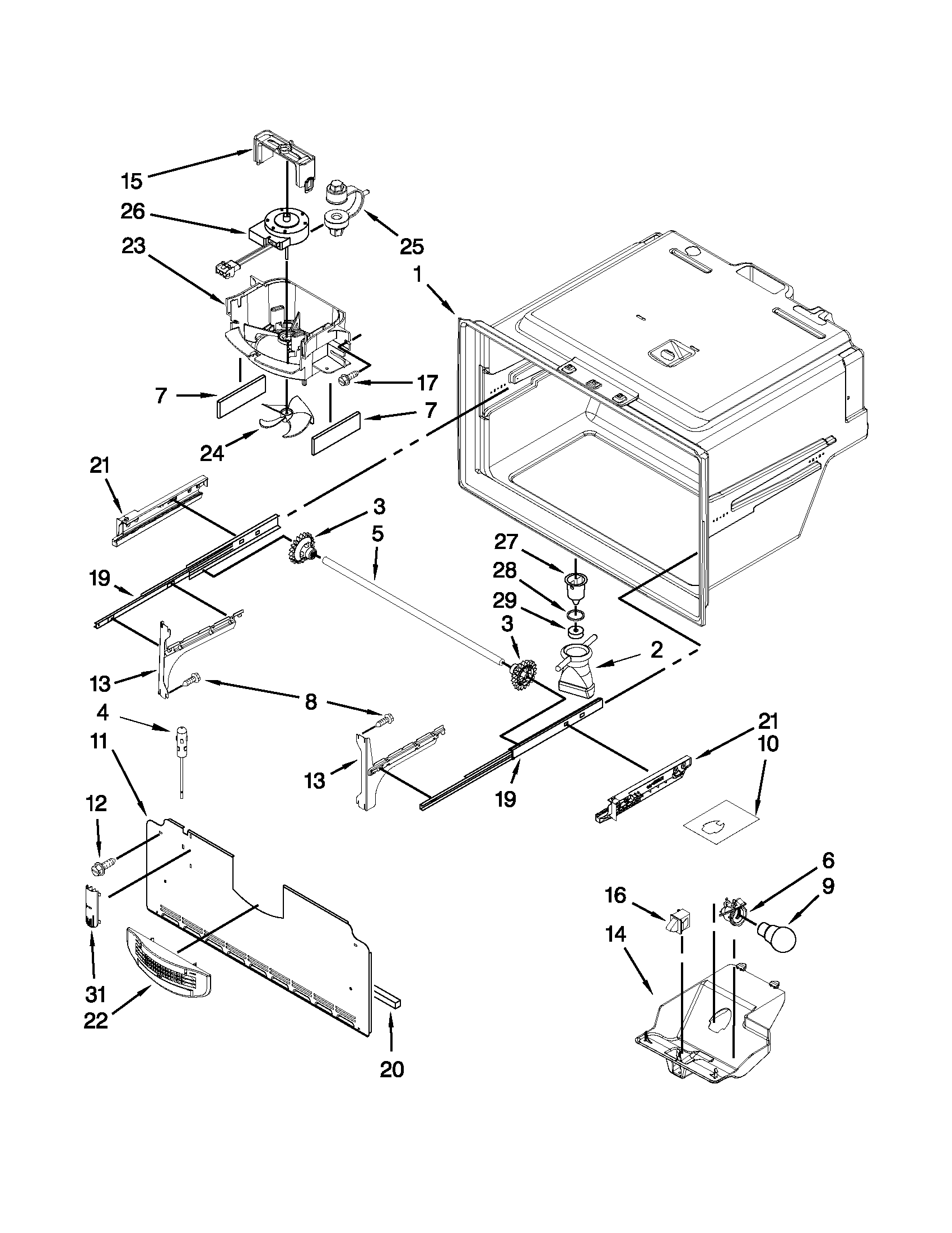 Whirlpool GI6FARXXF06 freezer liner parts diagram