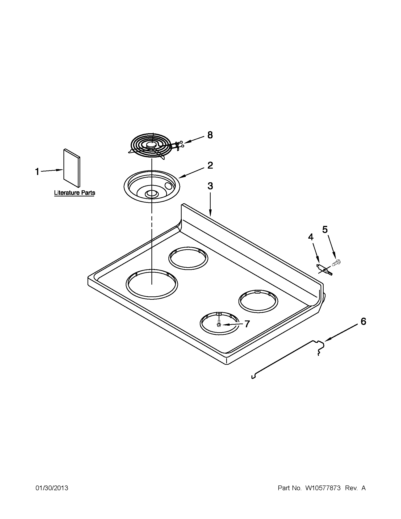Whirlpool YWFC310S0BS0 cooktop parts diagram