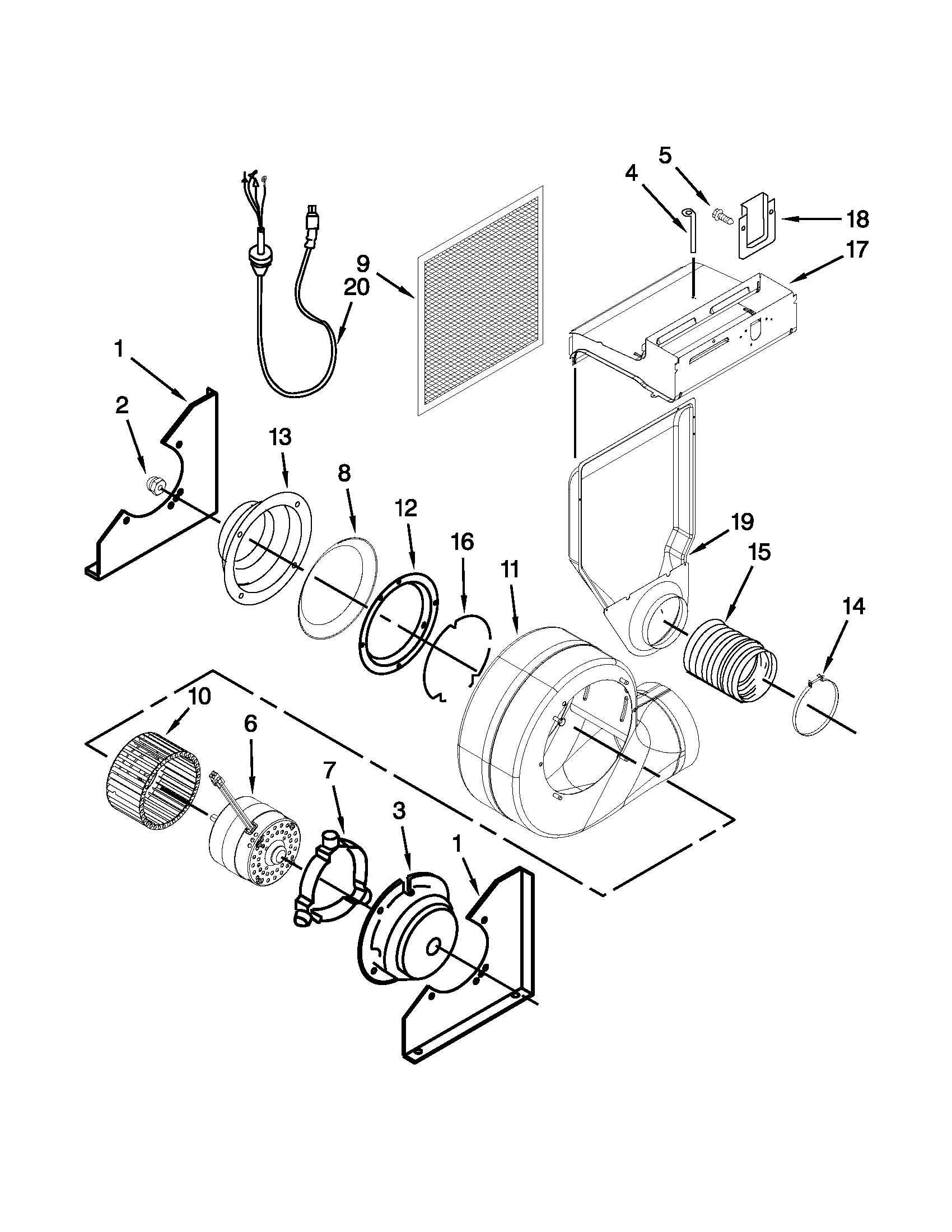 Jenn-Air JES9860CAB00 blower assembly diagram