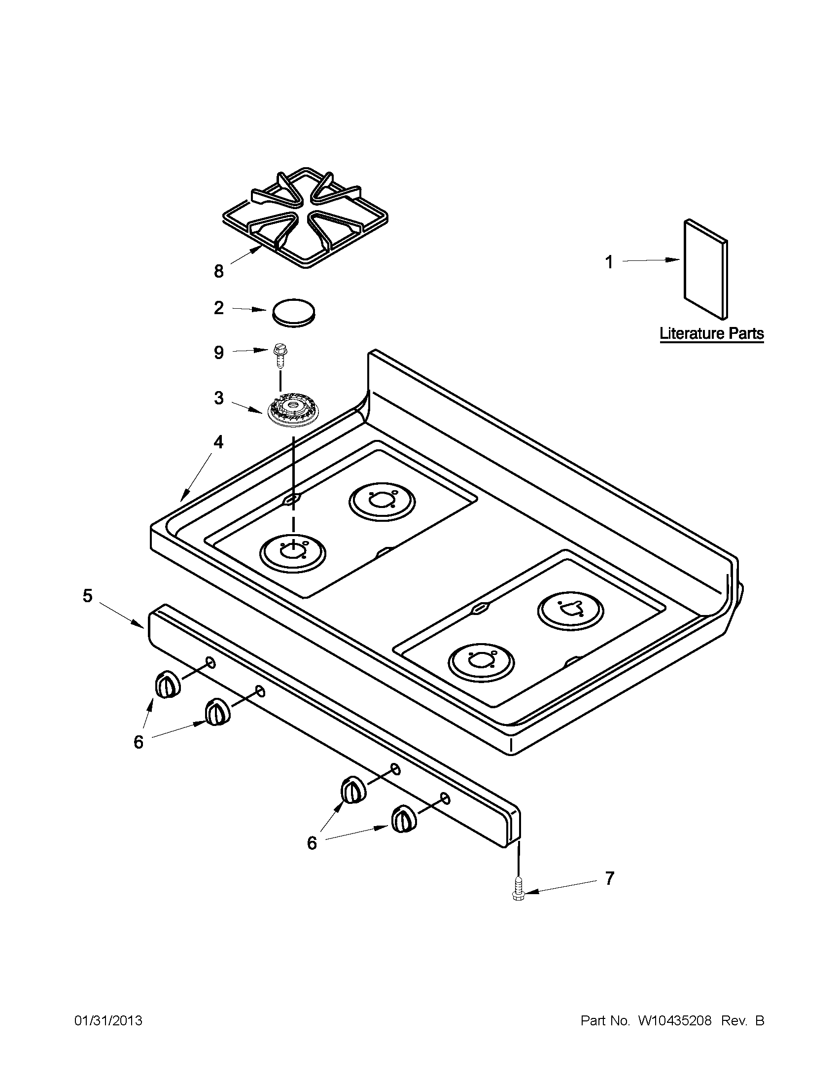Maytag MGR7661WB3 cooktop parts diagram