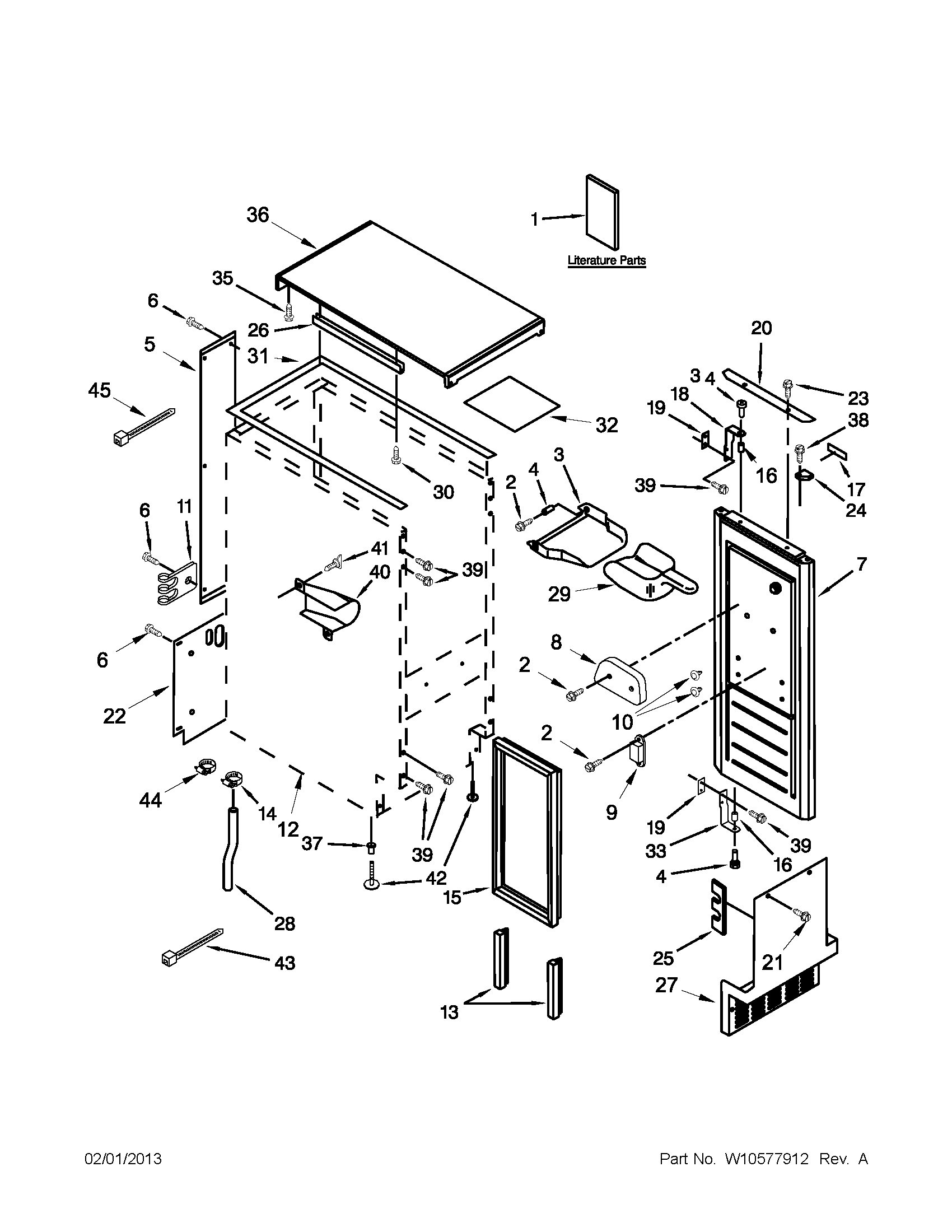 Maytag MIM1555YRS2 cabinet liner and door parts diagram