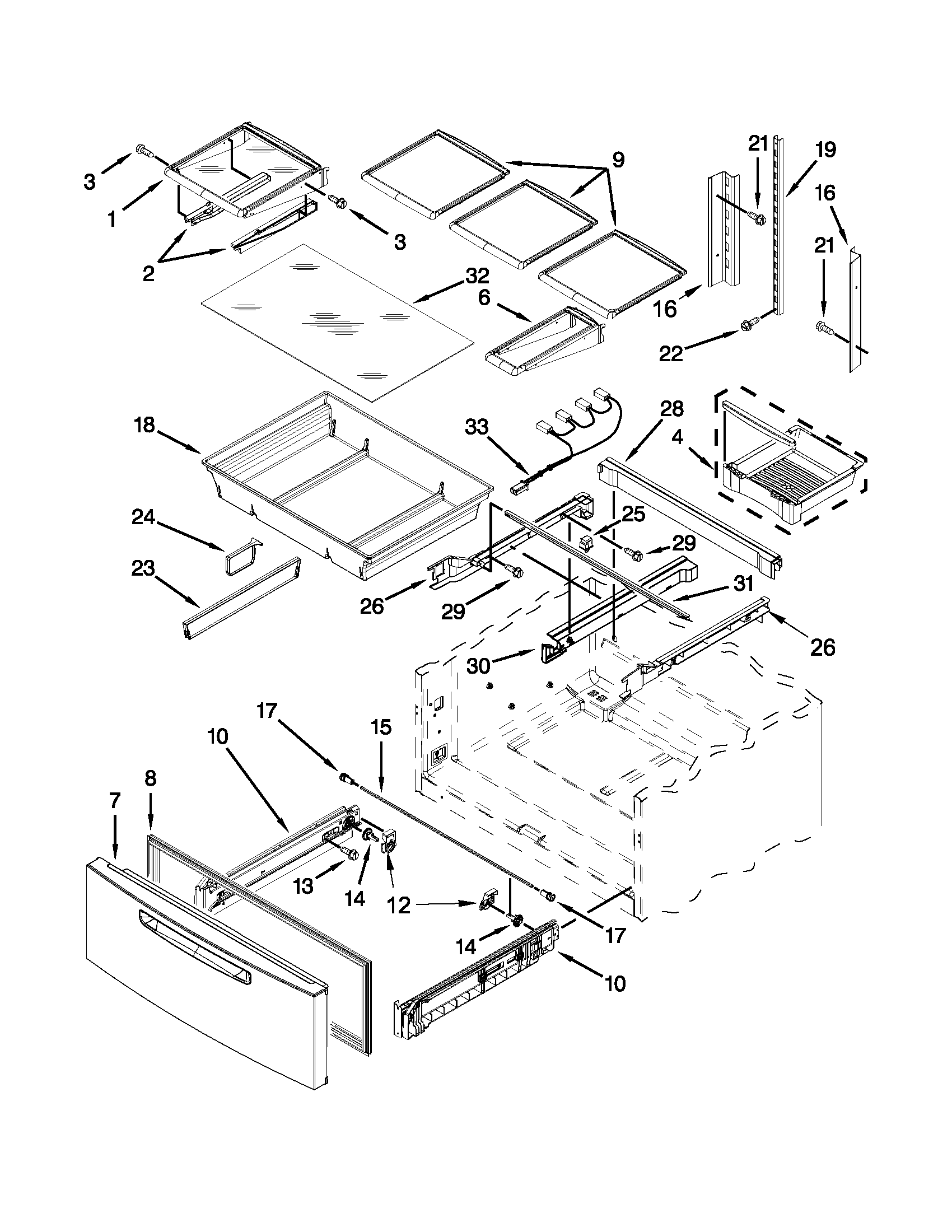 Maytag MFX2570AEM4 shelf parts diagram