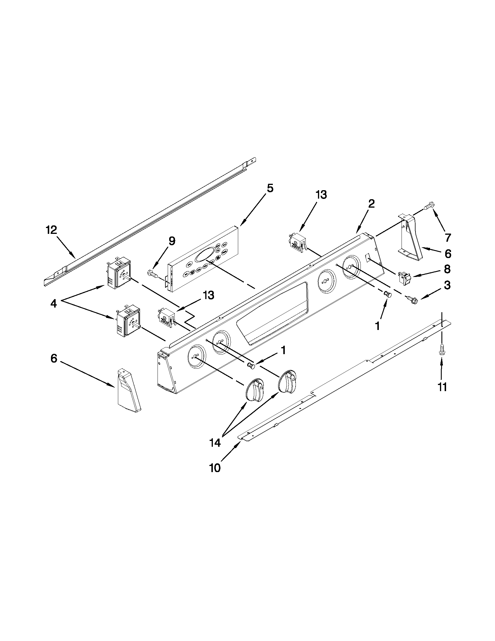 Whirlpool RY160LXTB02 control panel parts diagram