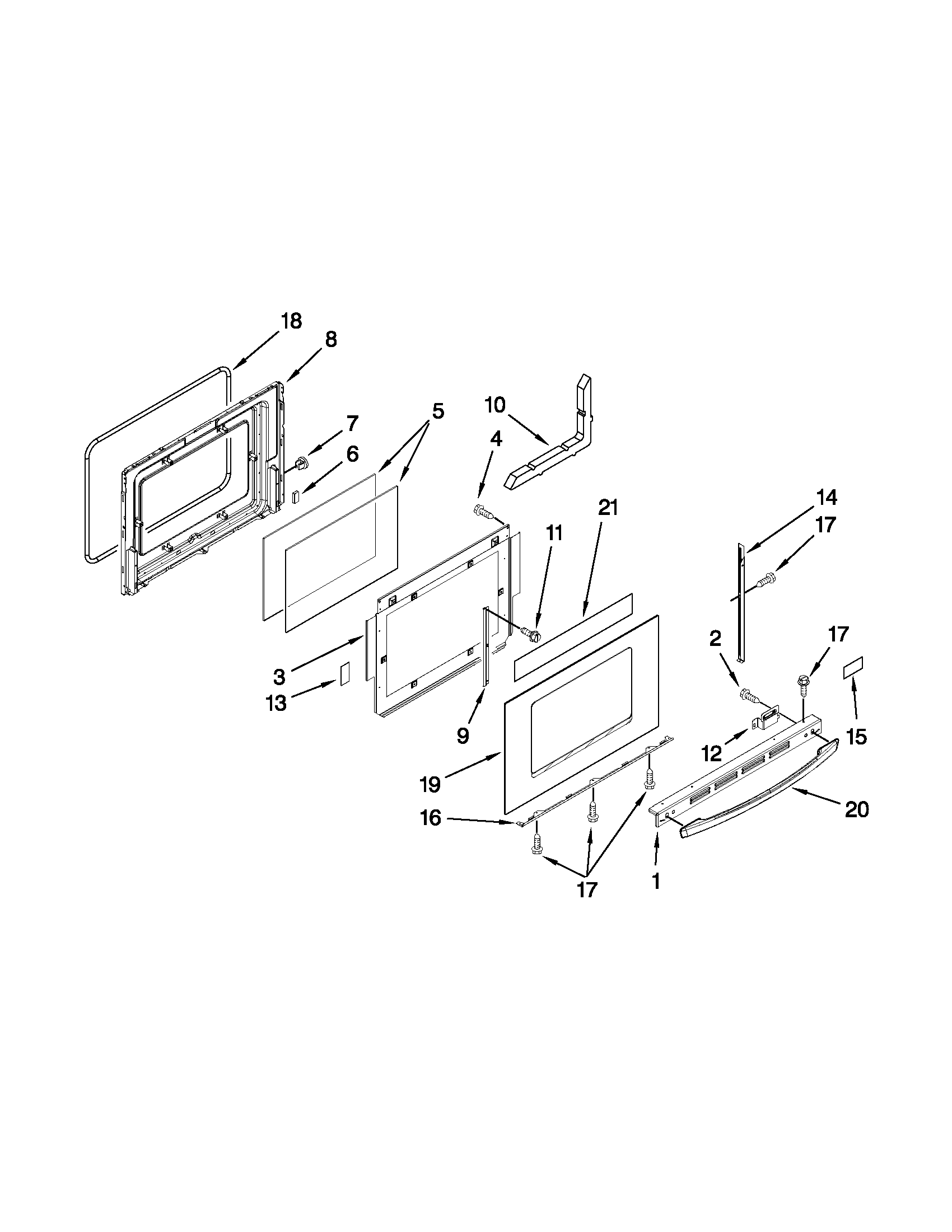 Whirlpool RY160LXTB02 door parts diagram