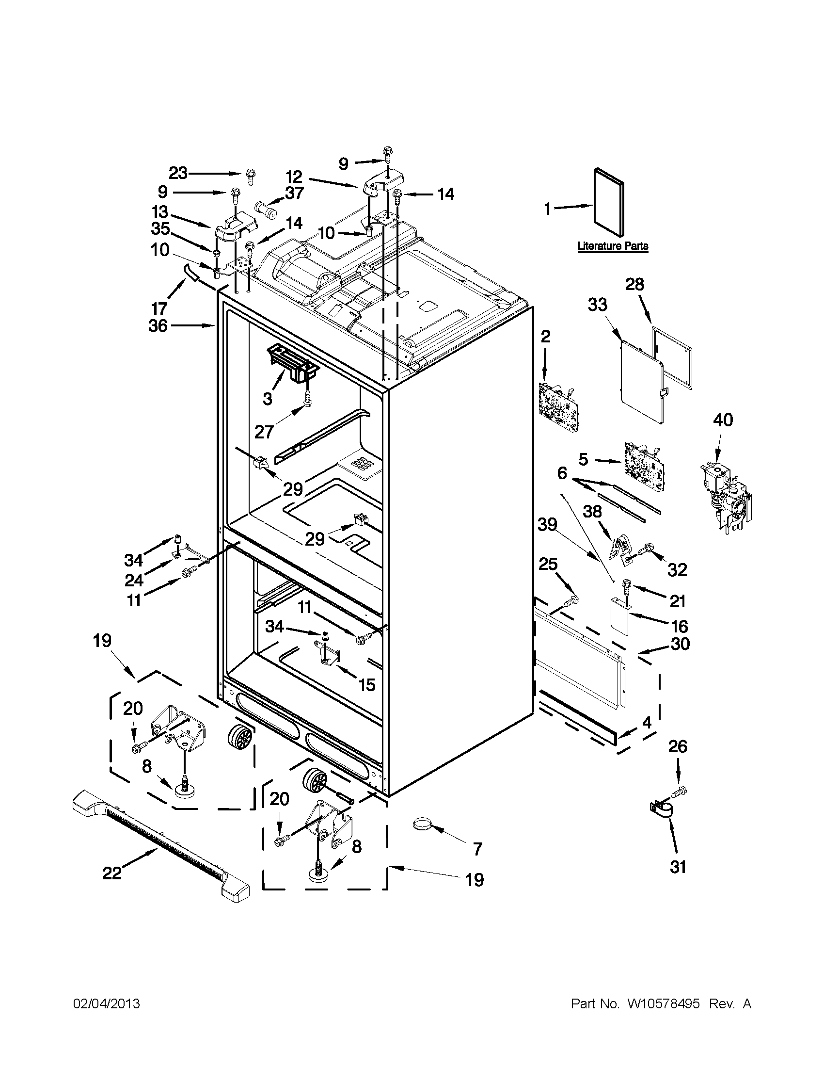 Whirlpool WRF736SDAM00 cabinet parts diagram