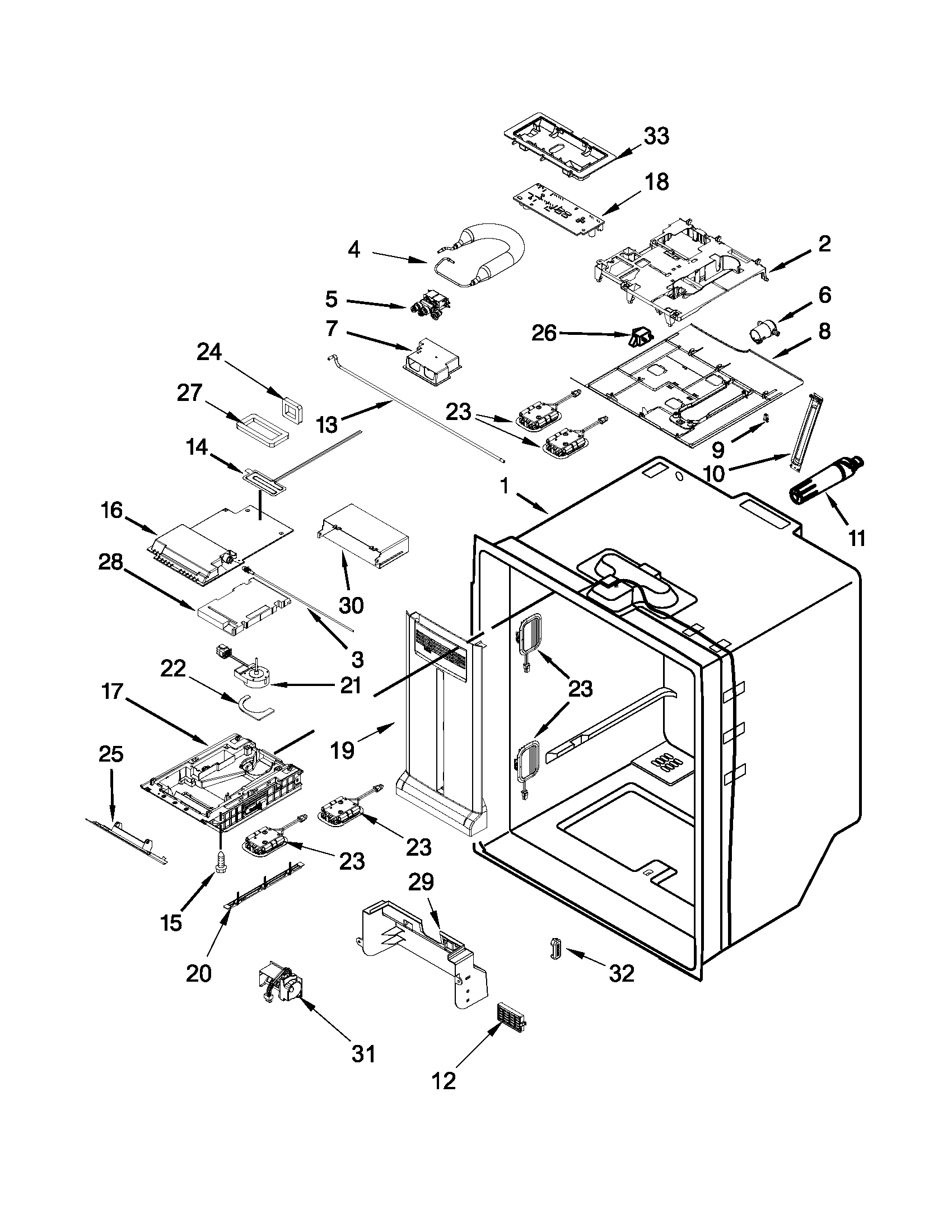 Whirlpool WRF736SDAM00 refrigerator liner parts diagram