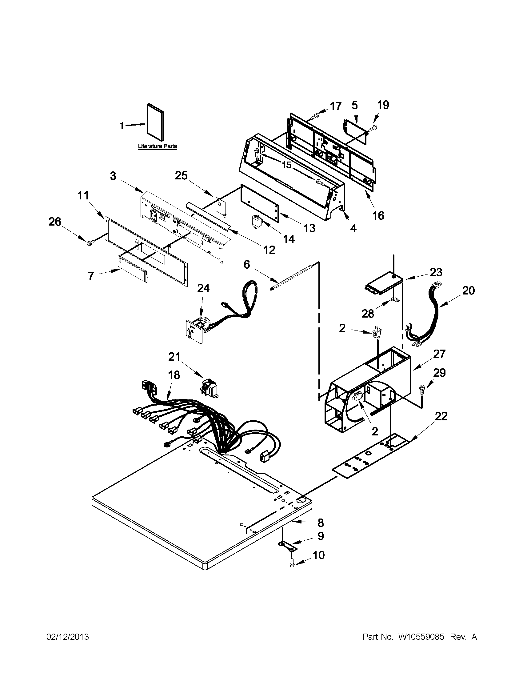 Maytag MDE18PDAYW0 top and console parts diagram