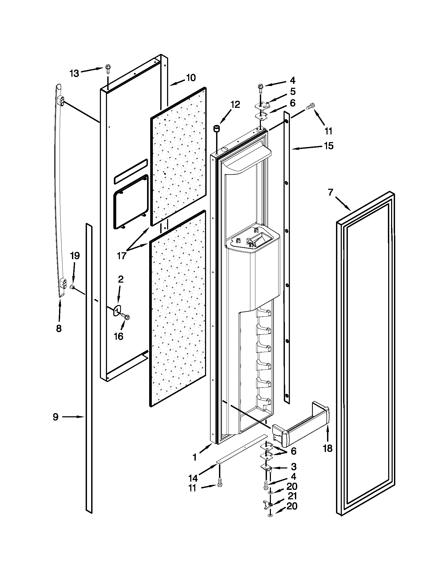 Jenn-Air JS42SEDUDW14 freezer door parts diagram