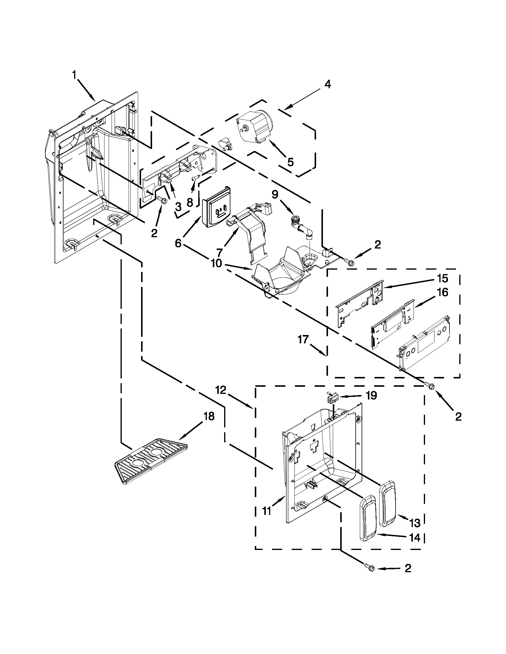 Jenn-Air JS42SEDUDW14 dispenser parts diagram