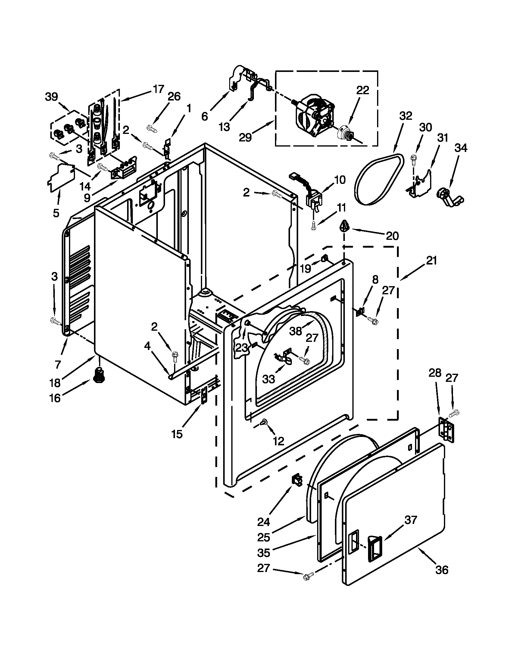 Amana NED4600YQ1 cabinet parts diagram