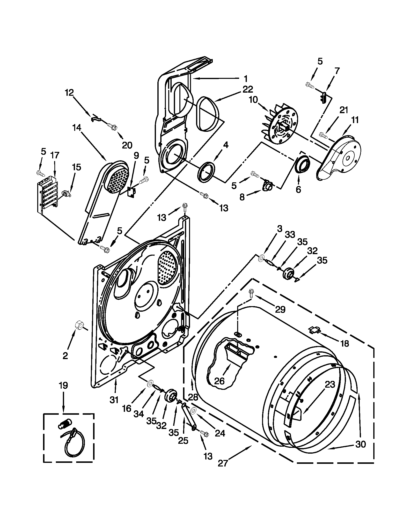 Amana NED4600YQ1 bulkhead parts diagram