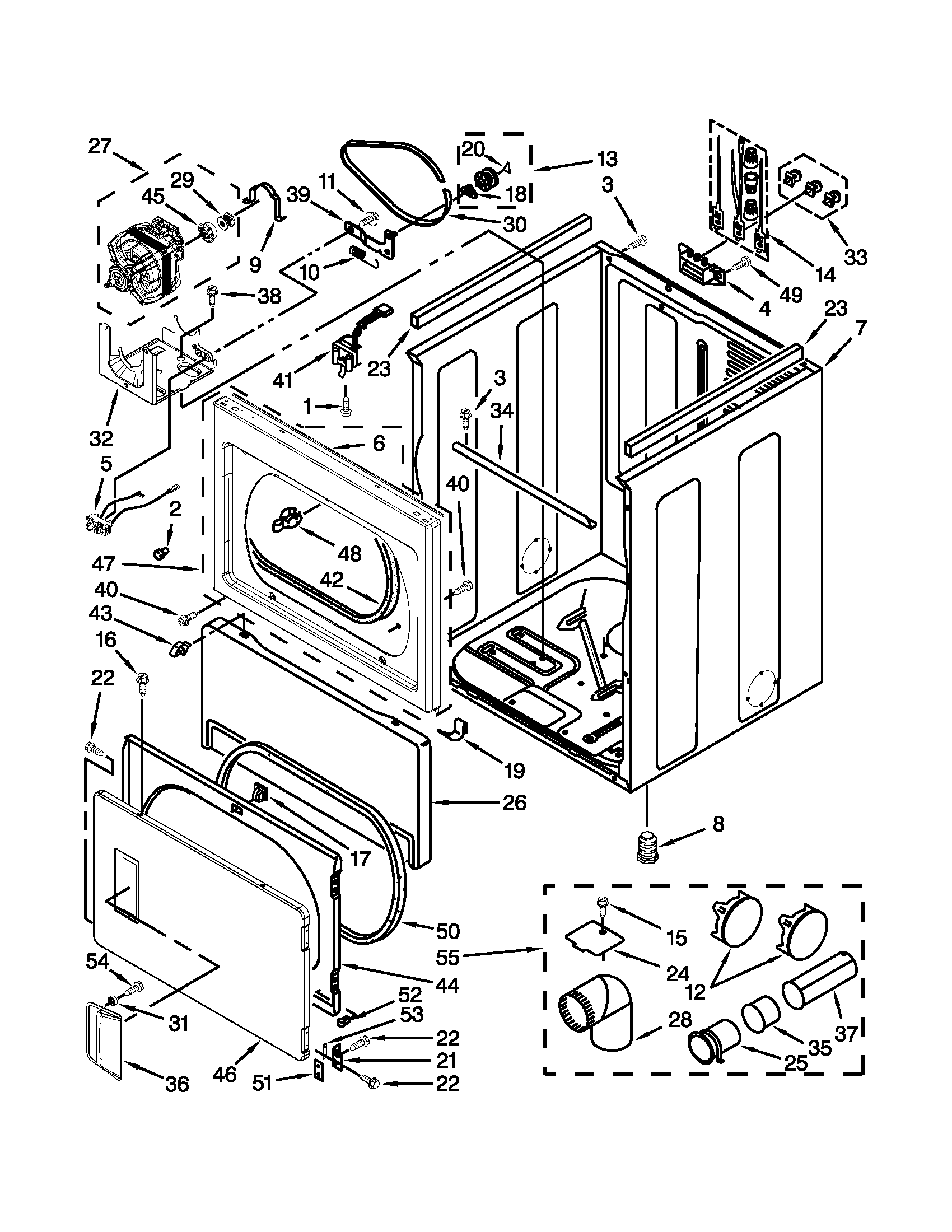 Maytag MEDX600XW1 cabinet parts diagram