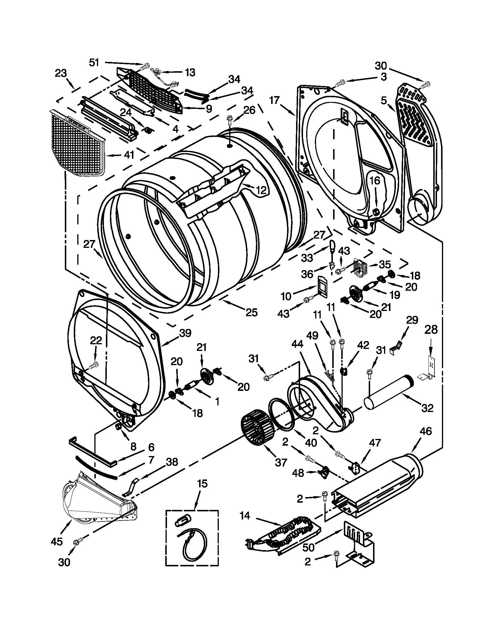 Maytag MEDX600XW1 bulkhead parts diagram