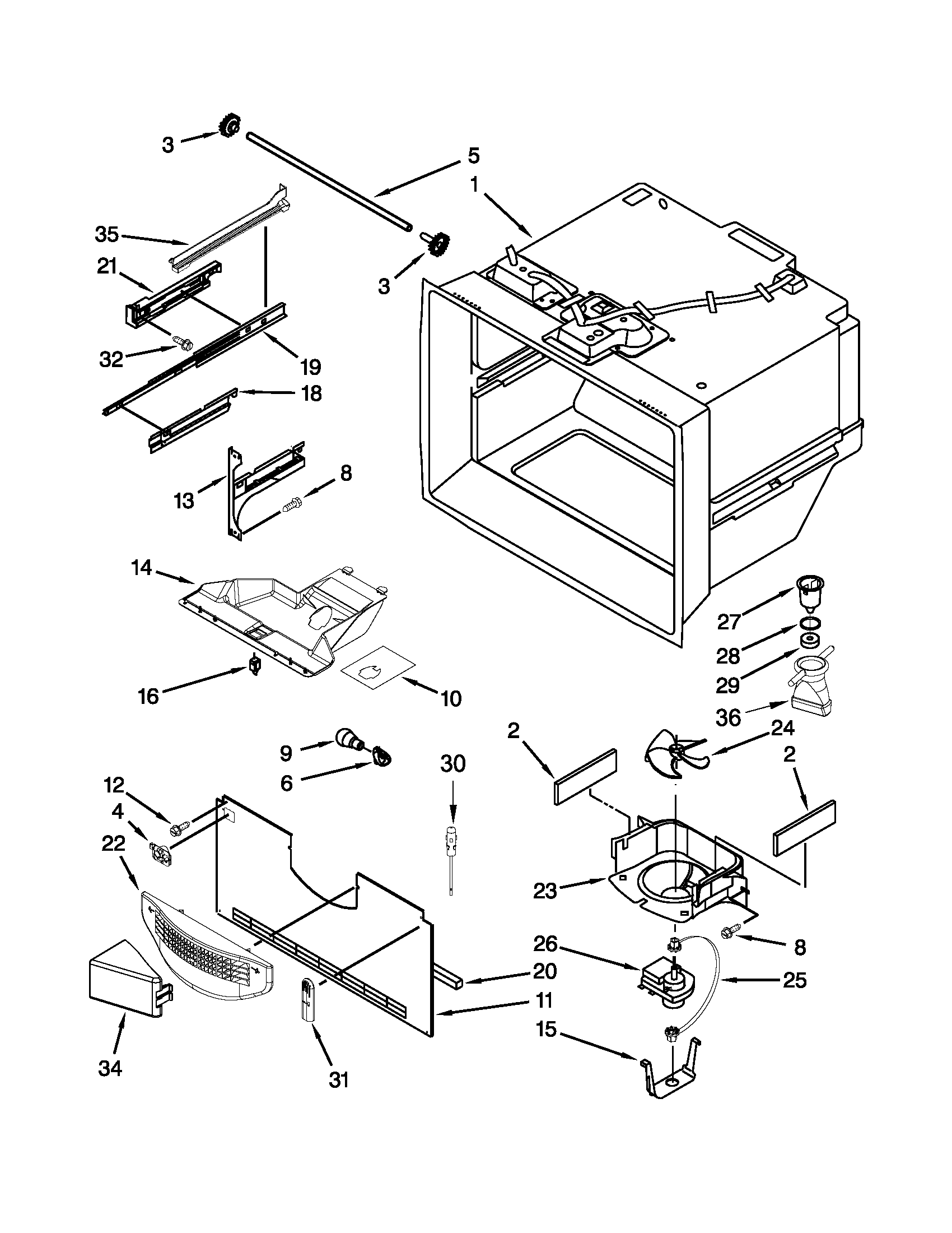 Ikea IX5HHEXWS10 freezer liner parts diagram