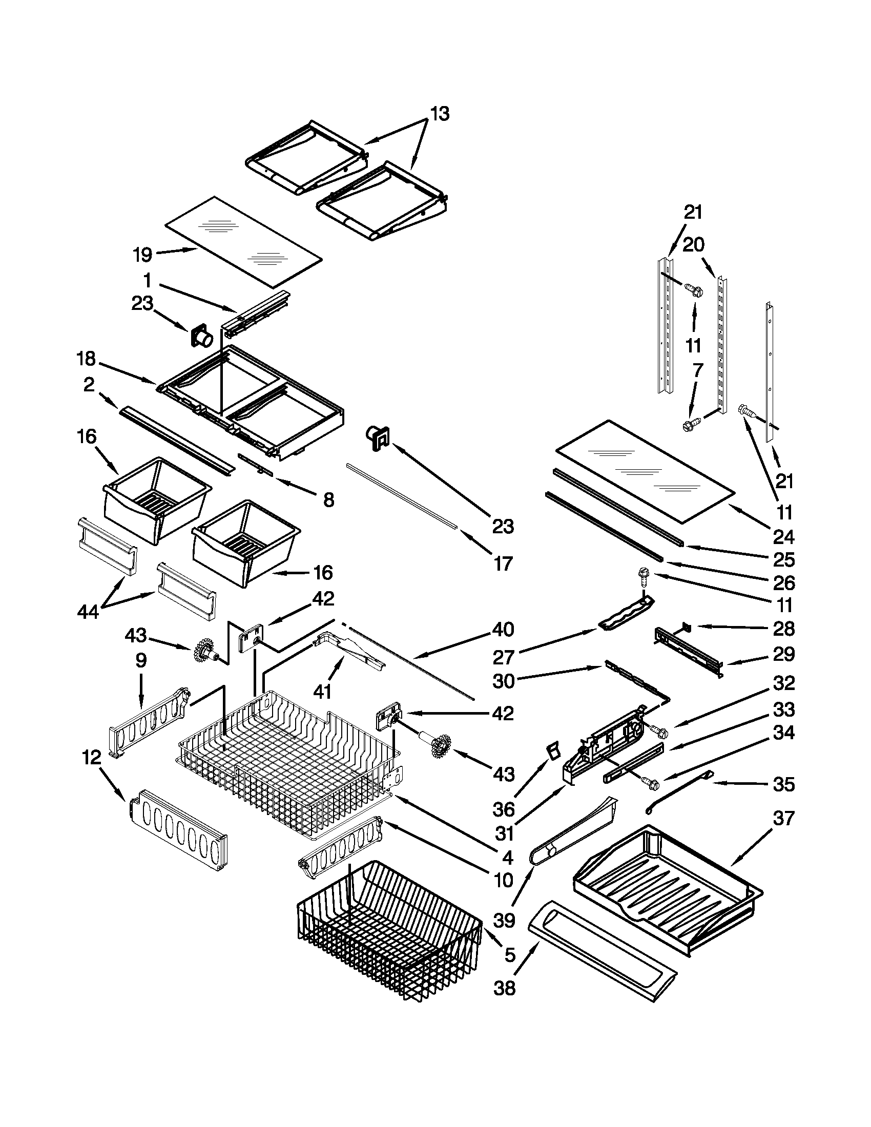 Ikea IX5HHEXWS10 shelf parts diagram