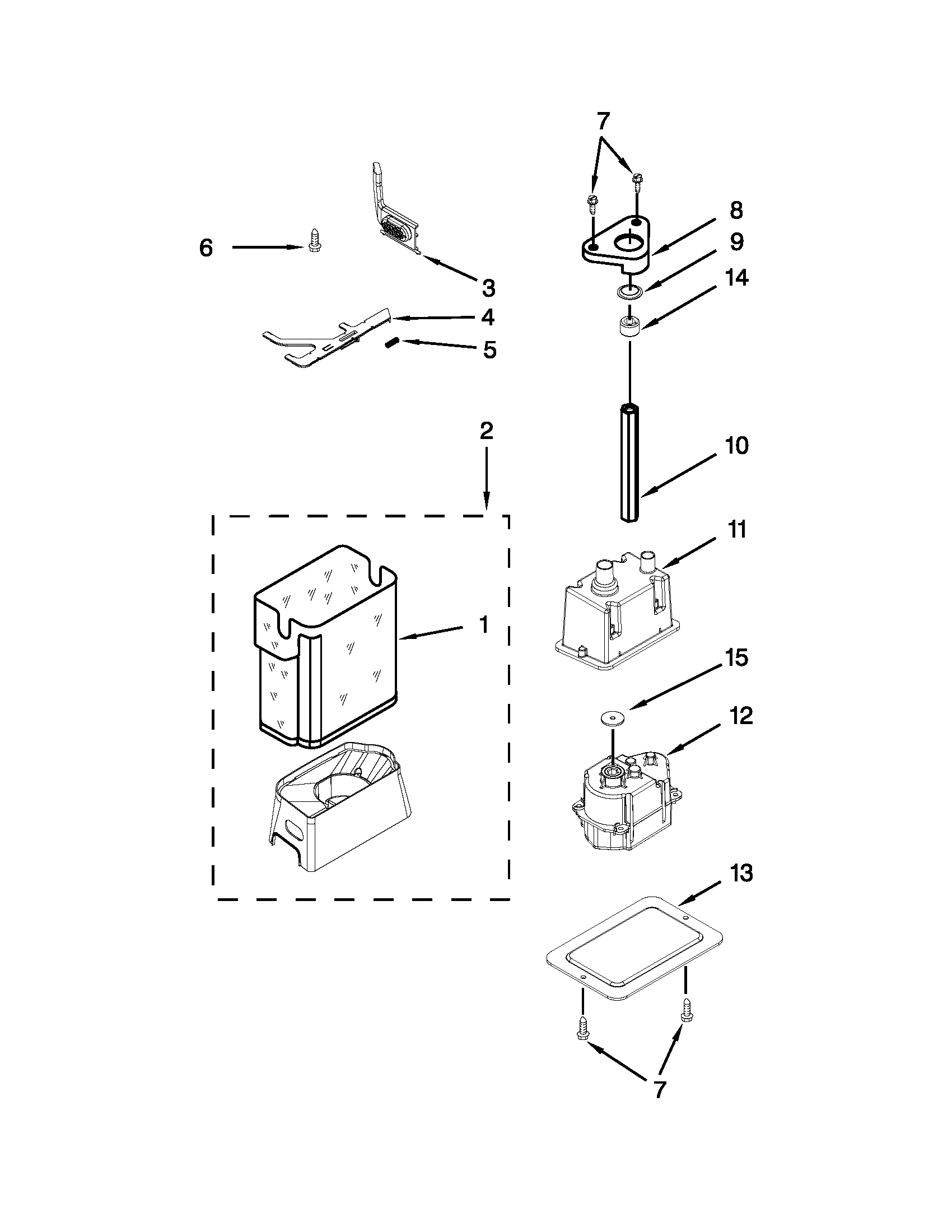 KitchenAid KSSC48QVS05 motor & ice container parts diagram