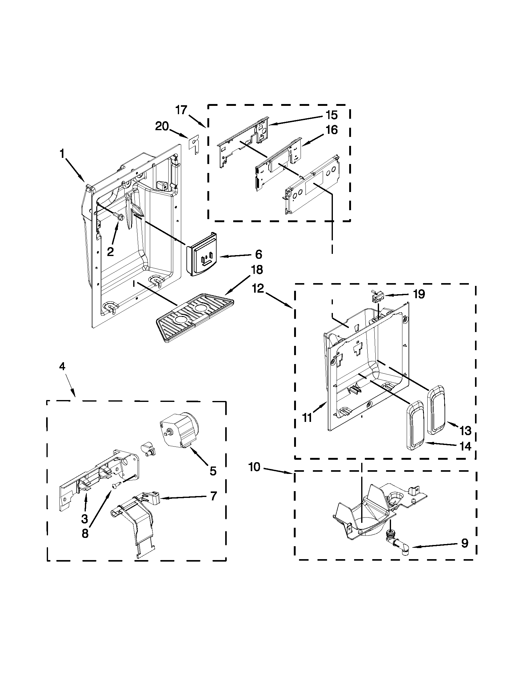 KitchenAid KSSC48QVS05 dispenser parts diagram