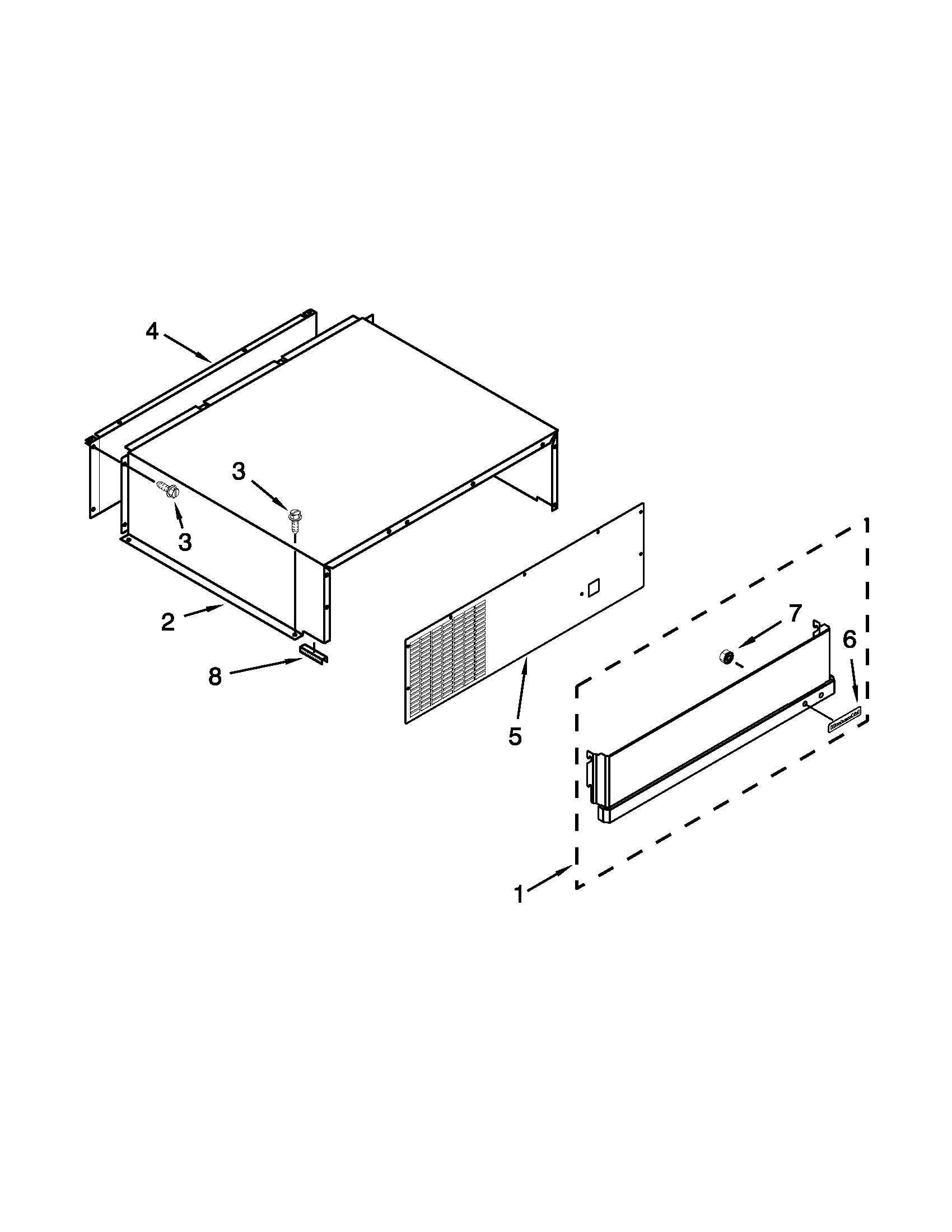 KitchenAid KSSC48QVS05 top grille & unit cover diagram