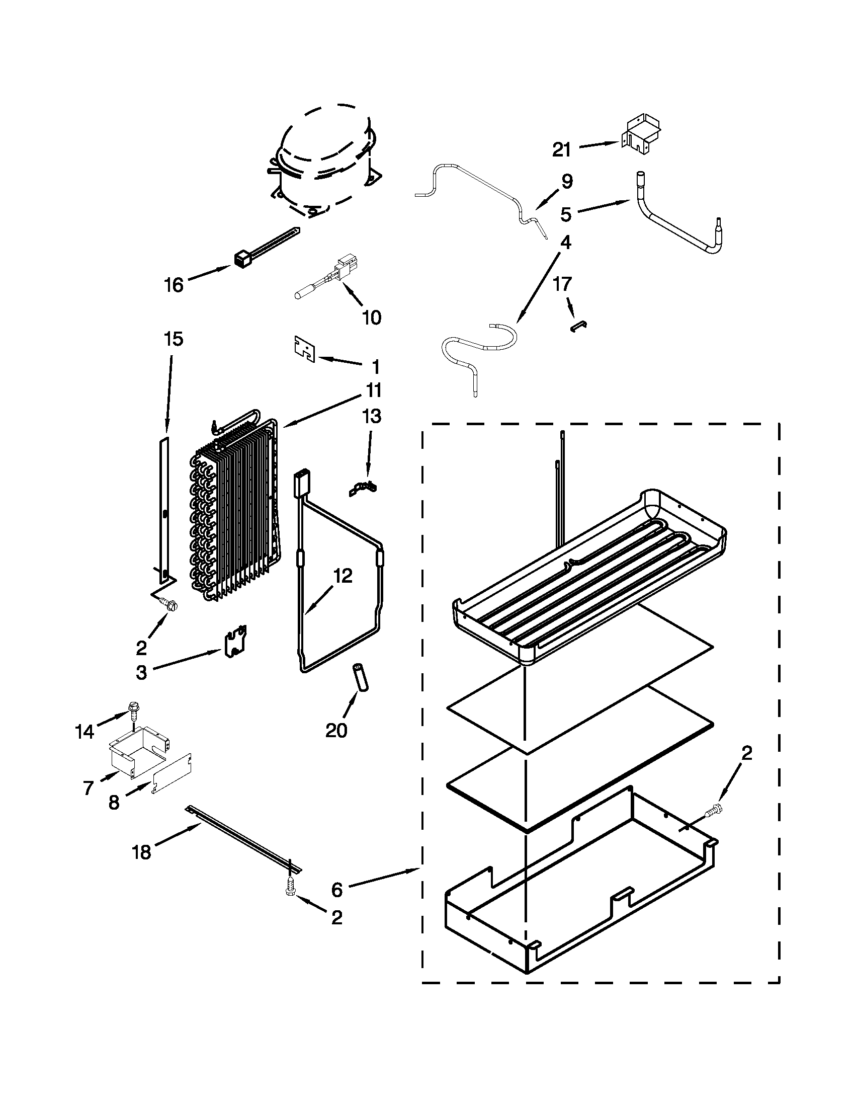 KitchenAid KSSC48QVS05 lower unit & tube parts diagram