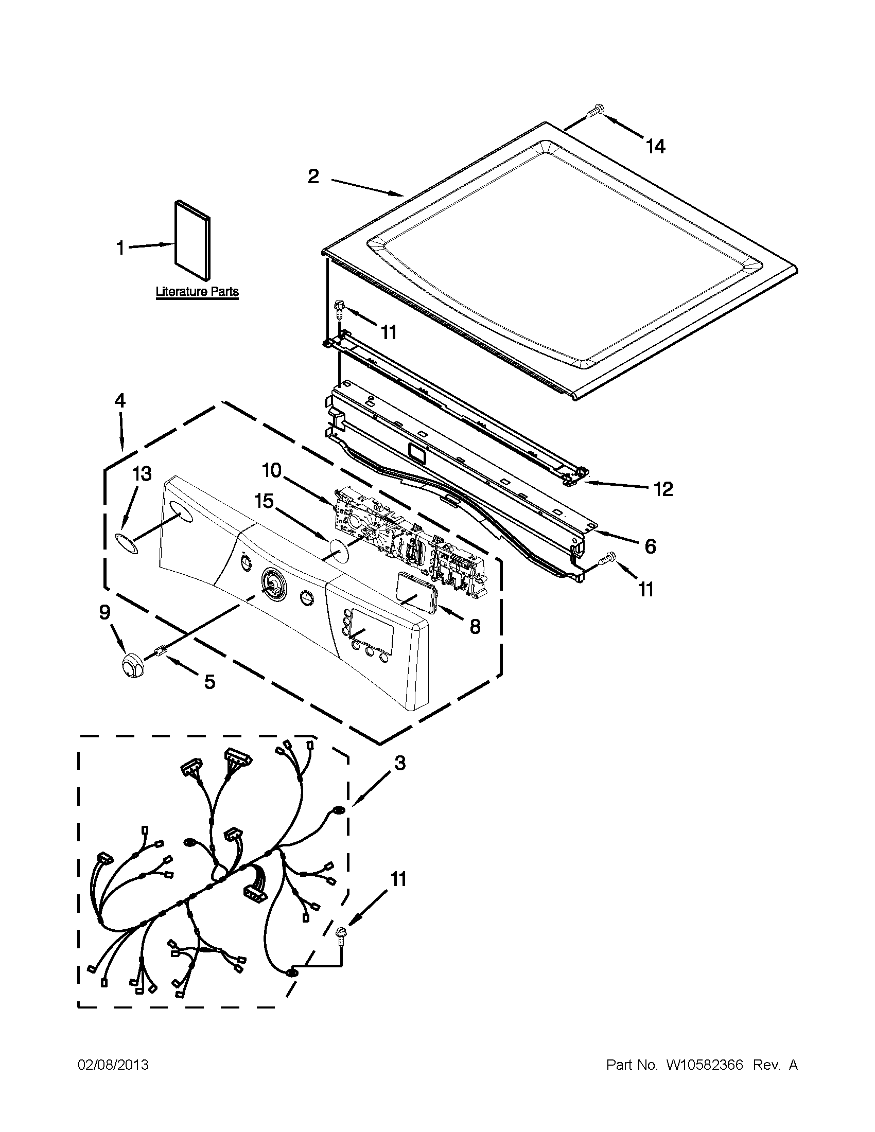 Whirlpool WED9371YW1 top and console parts diagram