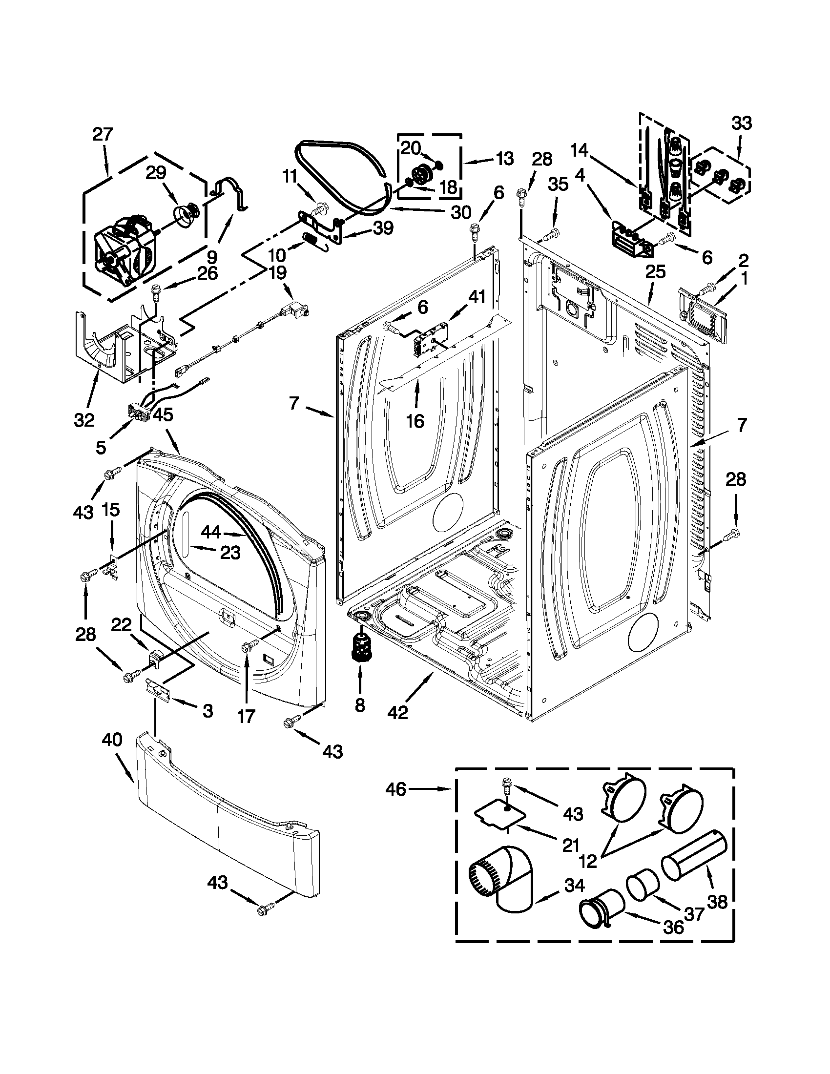 Whirlpool WED9371YW1 cabinet parts diagram