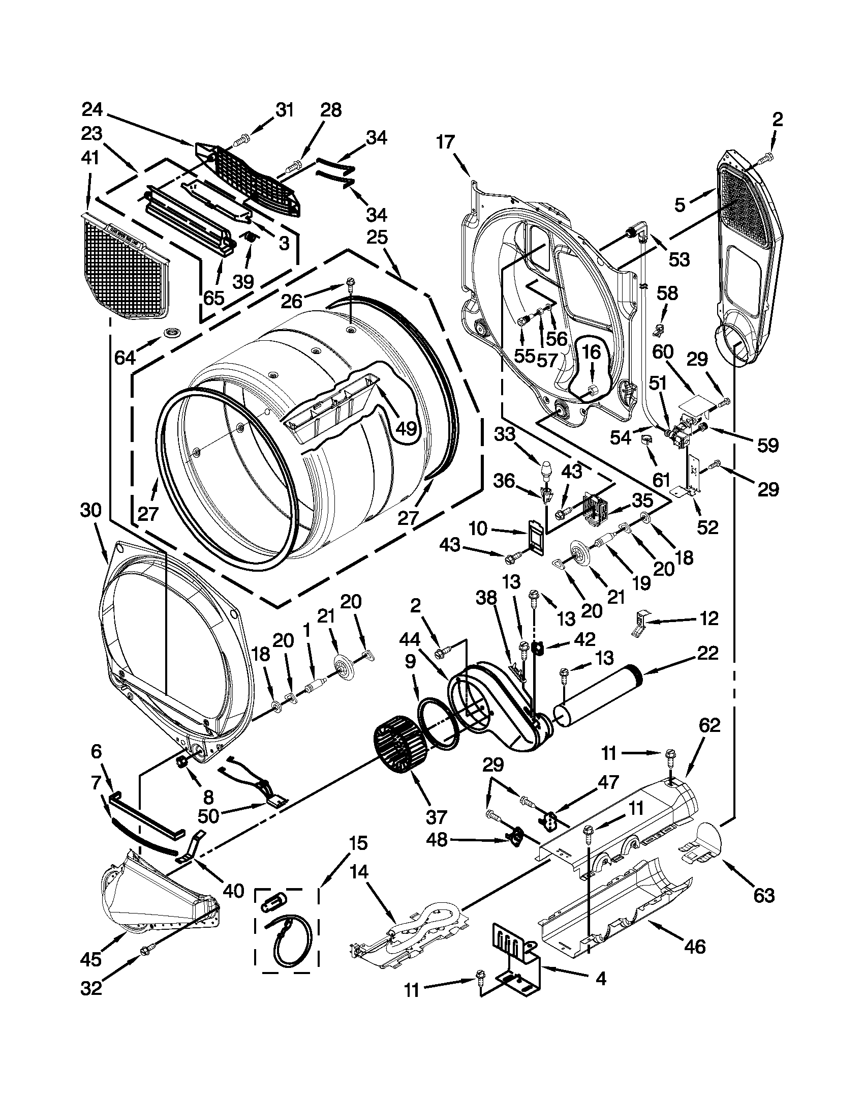 Whirlpool WED9371YW1 bulkhead parts diagram