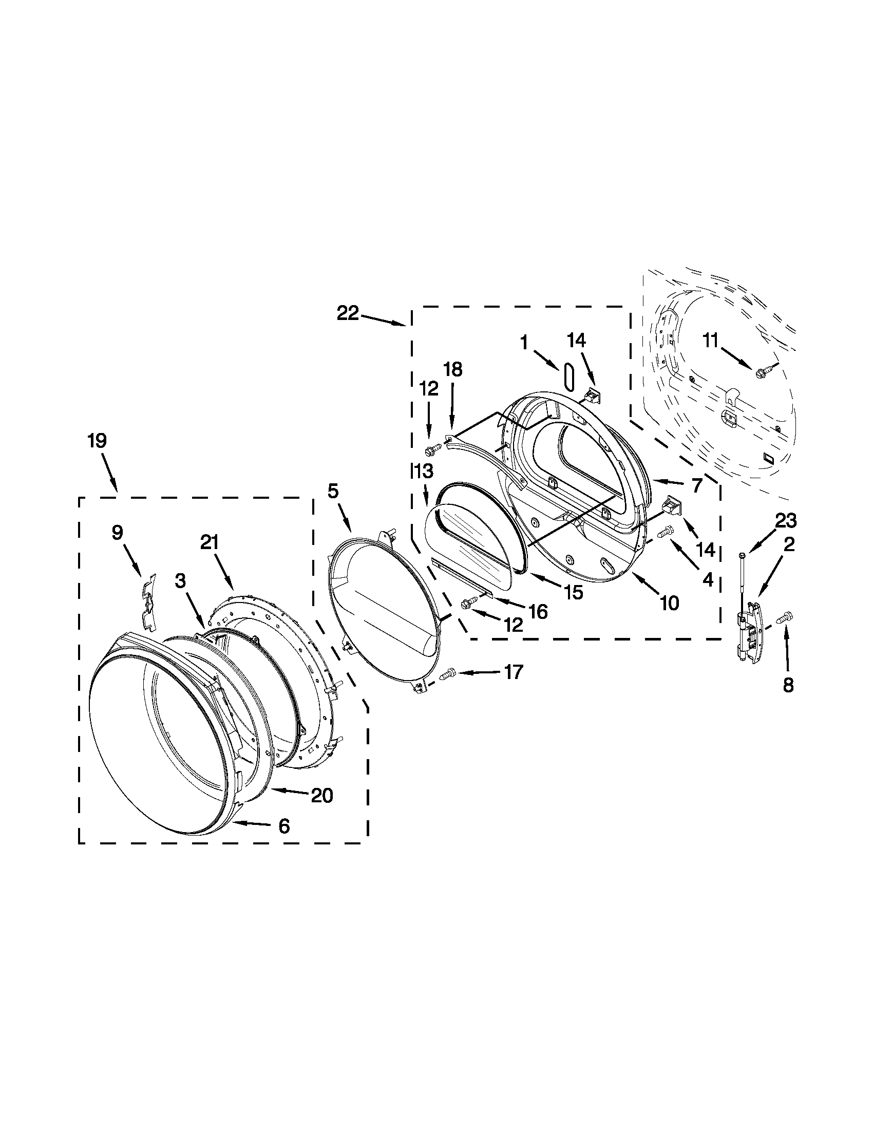 Whirlpool WED9371YW1 door parts diagram