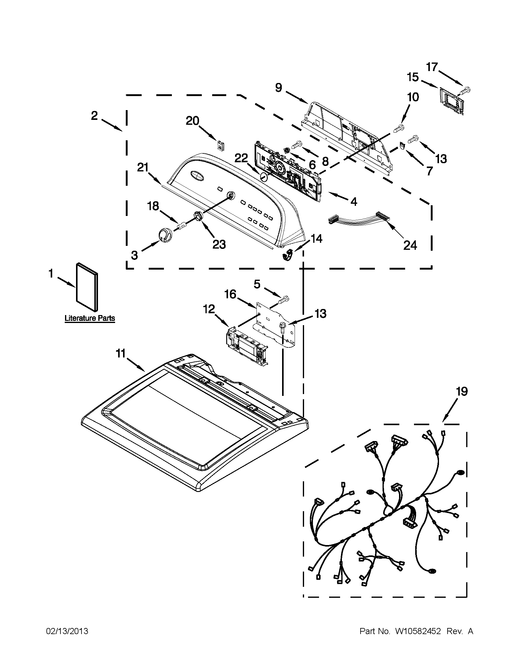 Whirlpool 7EWED5550YW1 top and console parts diagram