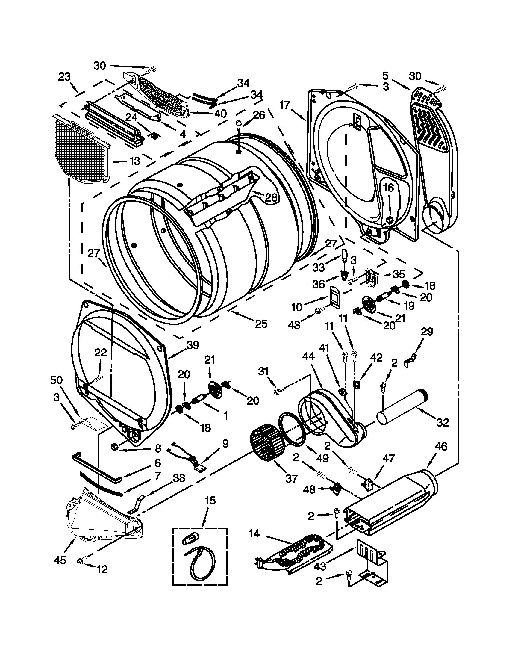 Whirlpool 7EWED5550YW1 bulkhead parts diagram