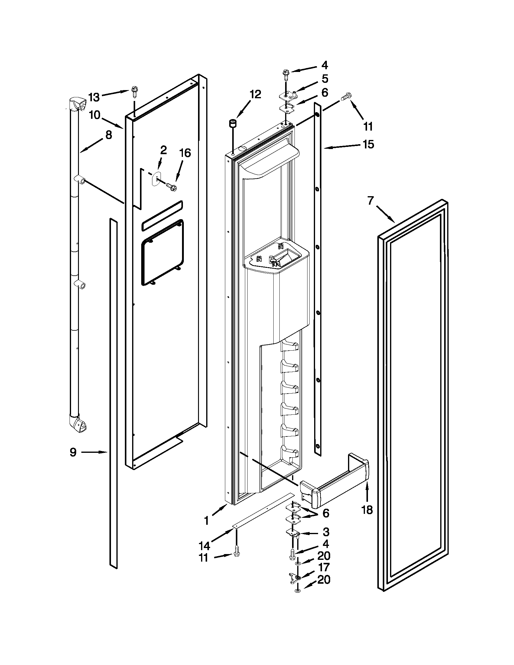 KitchenAid KSSC42QVS05 freezer door parts diagram