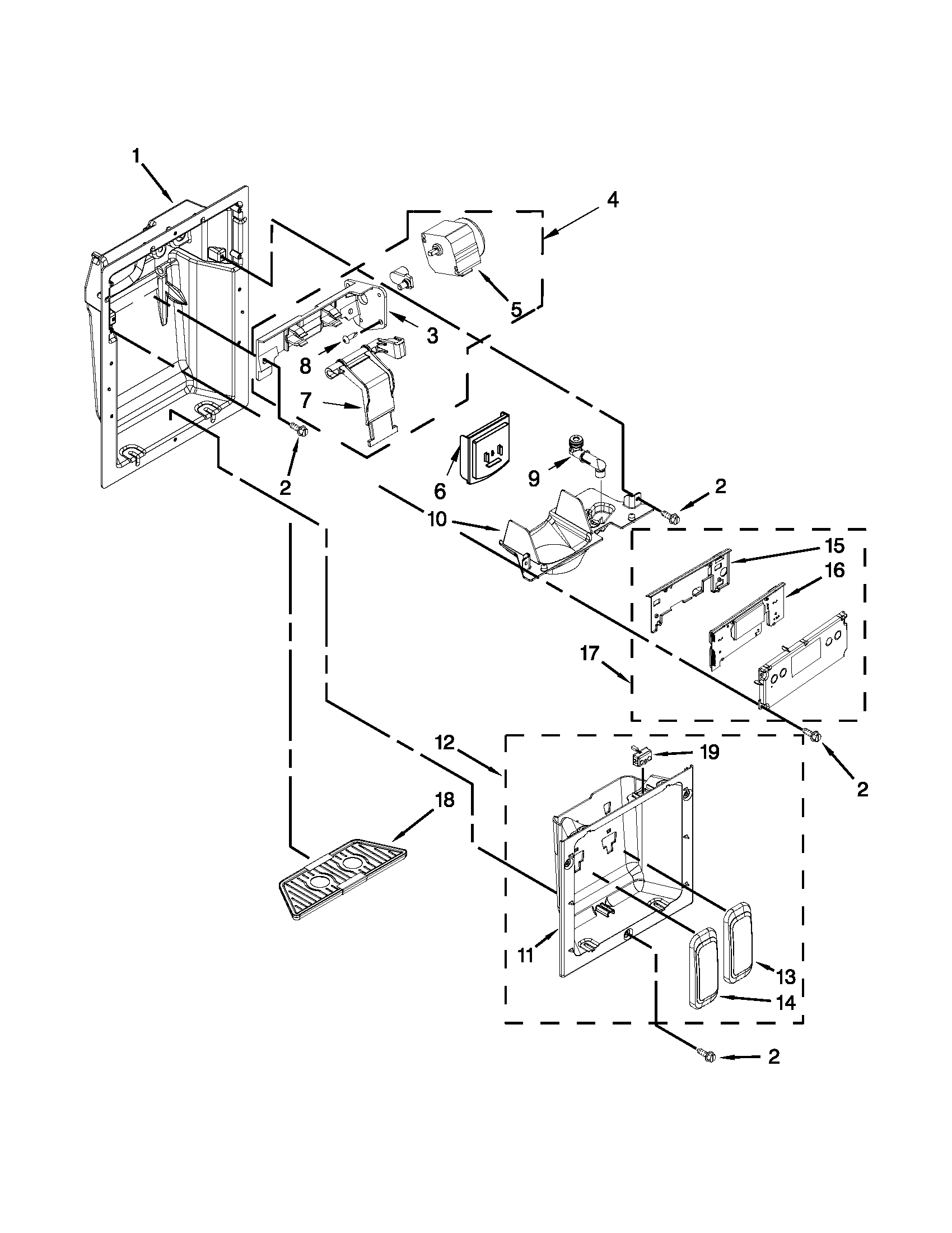 KitchenAid KSSC42QVS05 dispenser parts diagram
