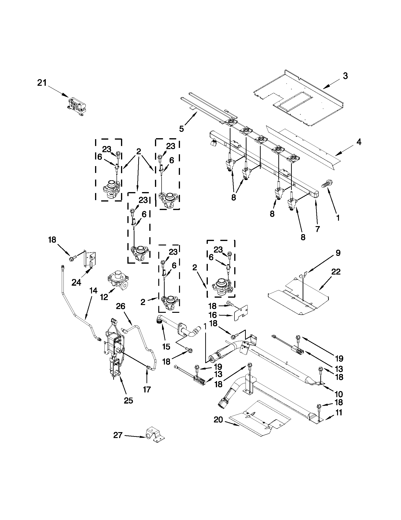 Jenn-Air JGS9900BDF15 manifold parts diagram