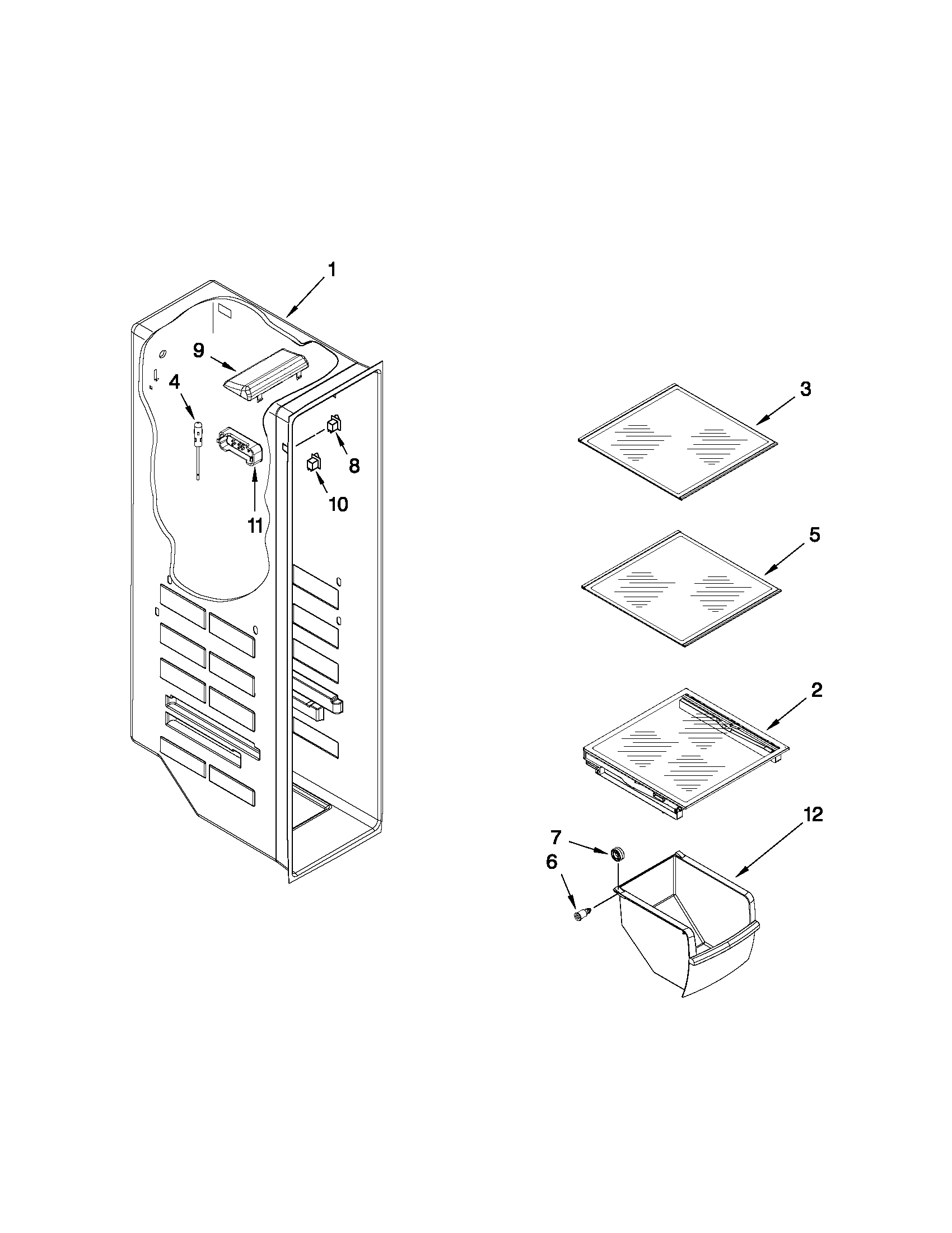 Maytag MSB27C2XAB00 freezer liner parts diagram