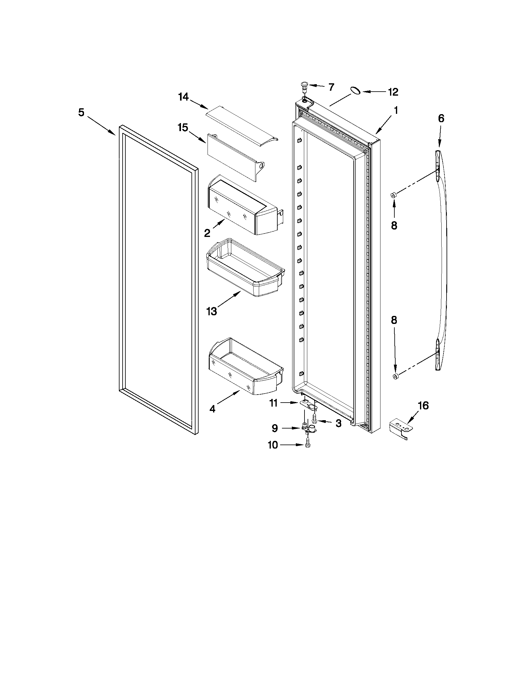 Maytag MSB27C2XAB00 refrigerator door diagram