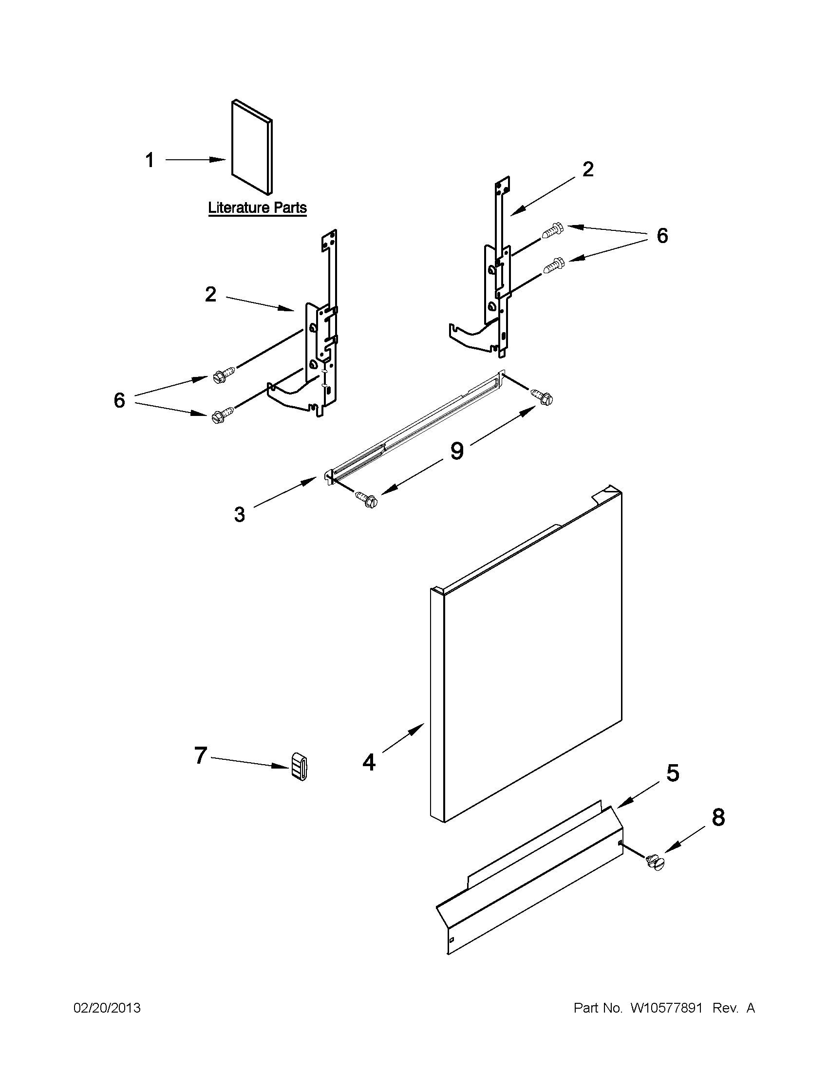 Amana ADB1100AWS0 door and panel parts diagram
