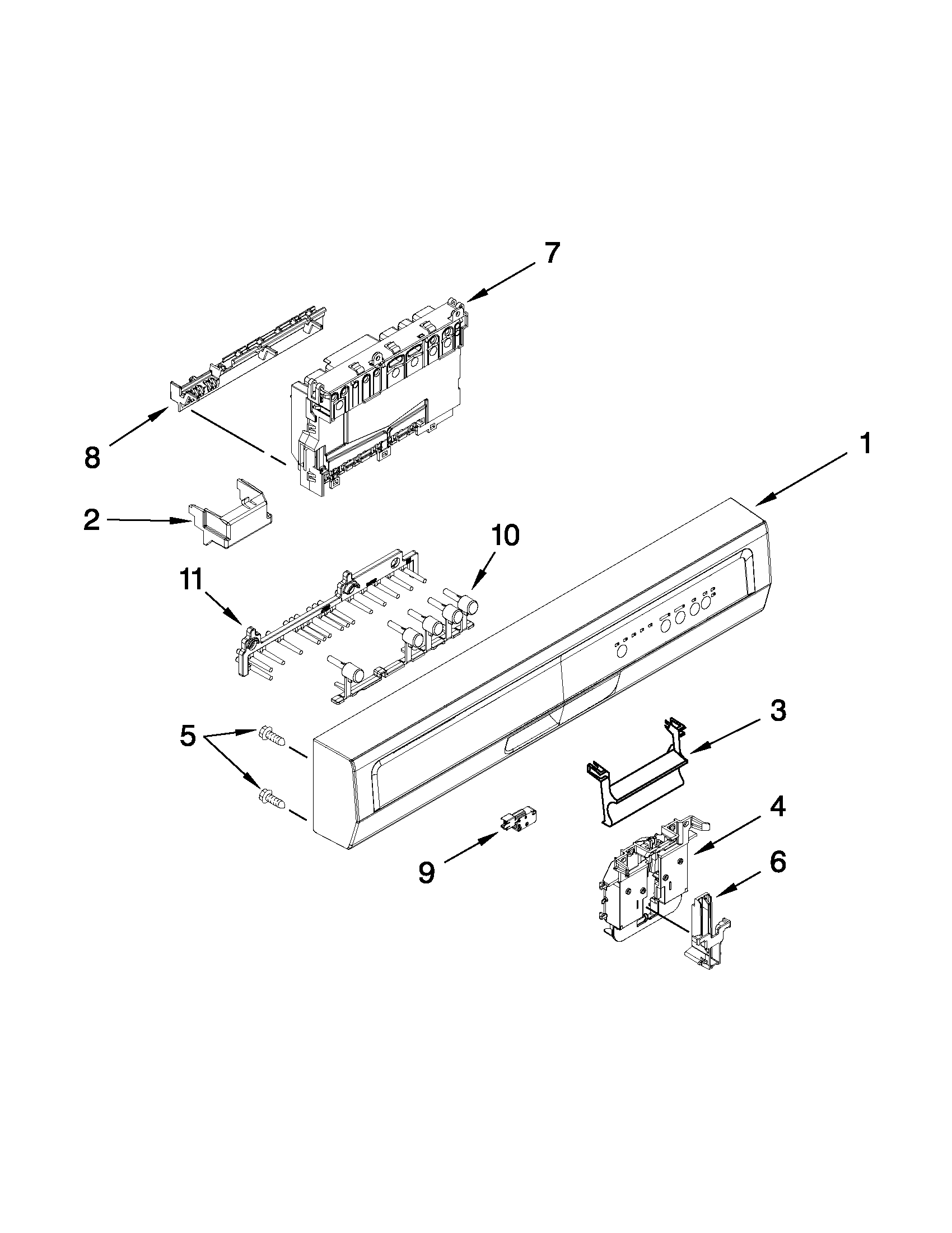Amana ADB1100AWS0 control panel and latch parts diagram