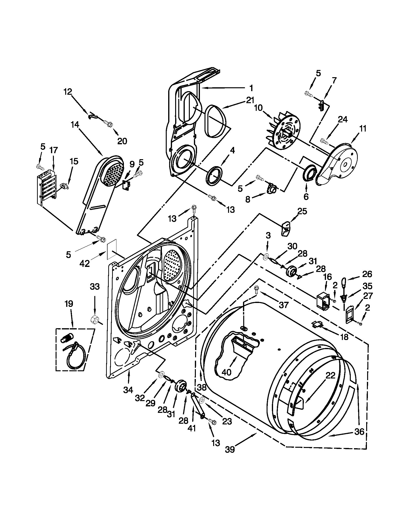 Whirlpool WED4900XW2 bulkhead parts diagram