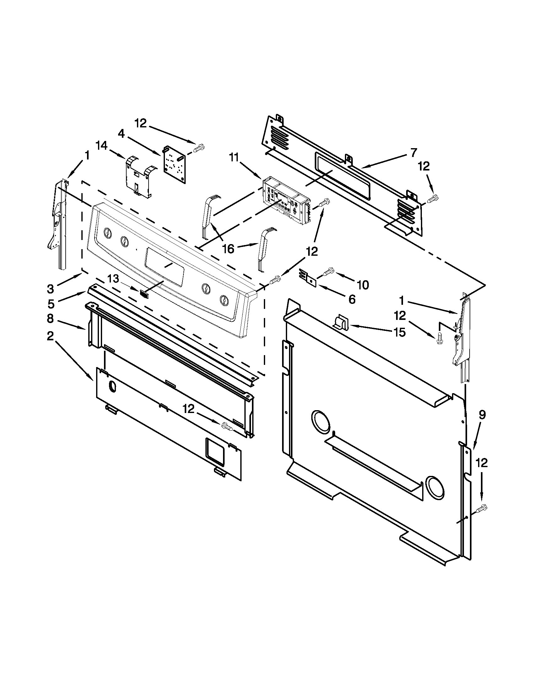 Maytag MGR7662WS1 control panel parts diagram