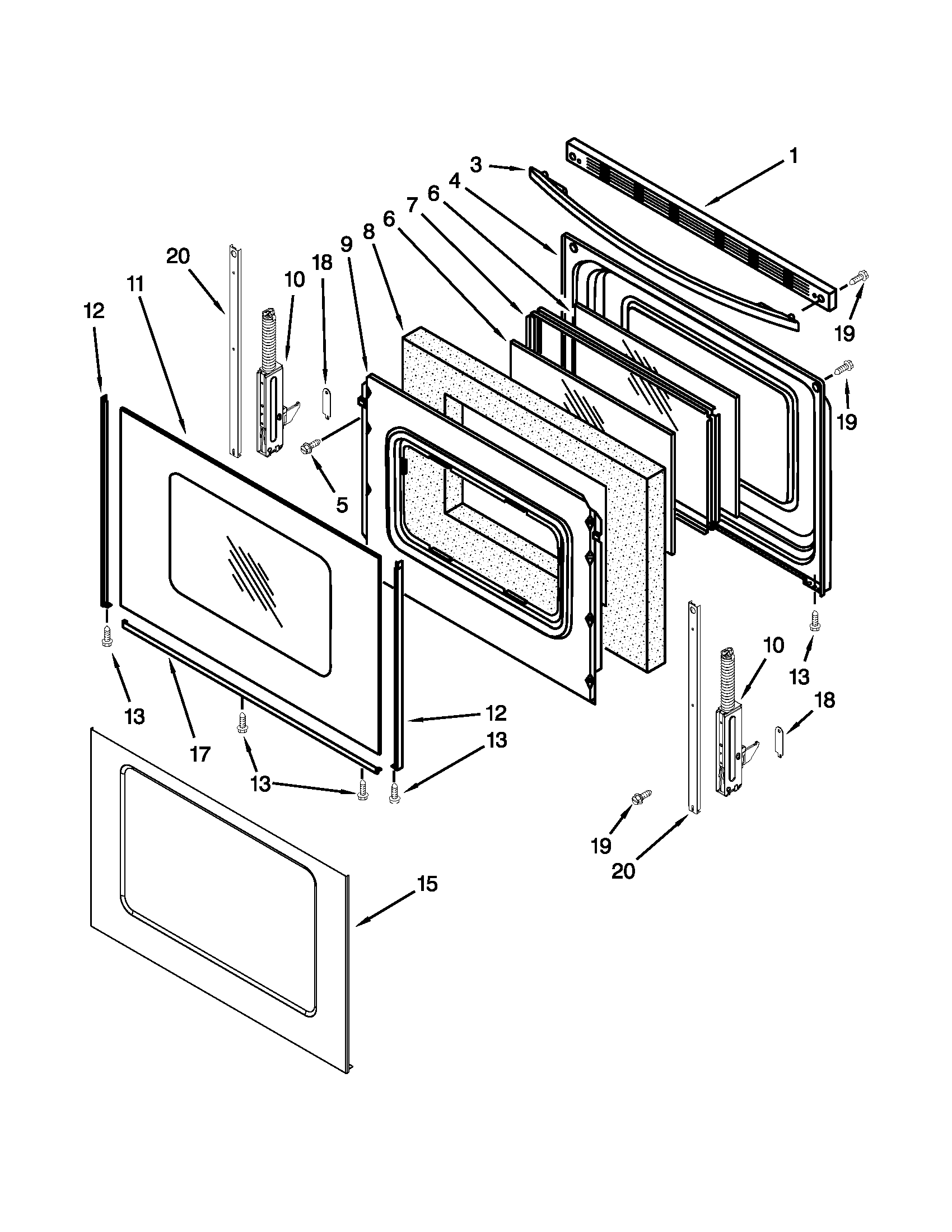 Maytag MGR7662WS1 door parts diagram