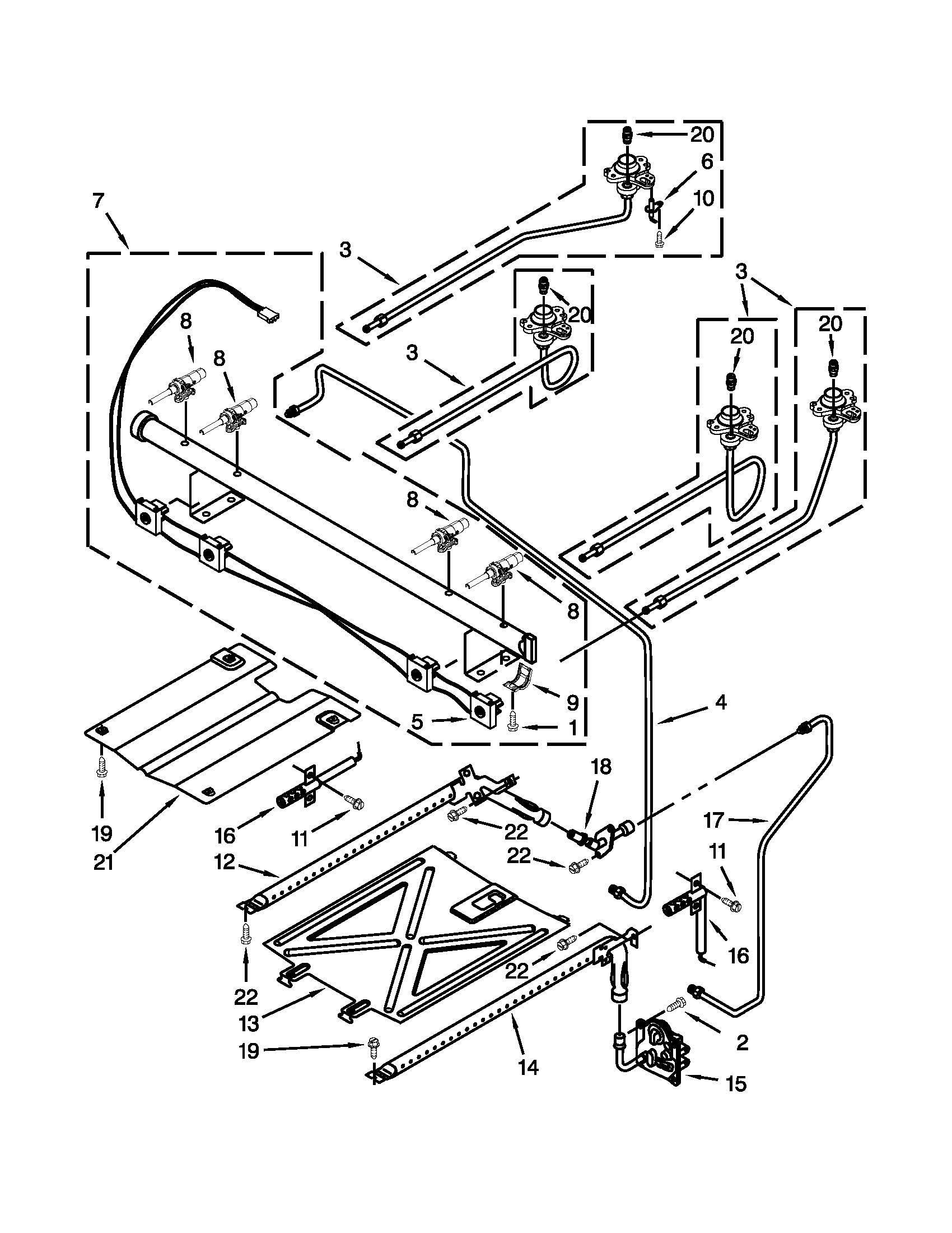 Maytag MGR7662WS2 manifold parts diagram