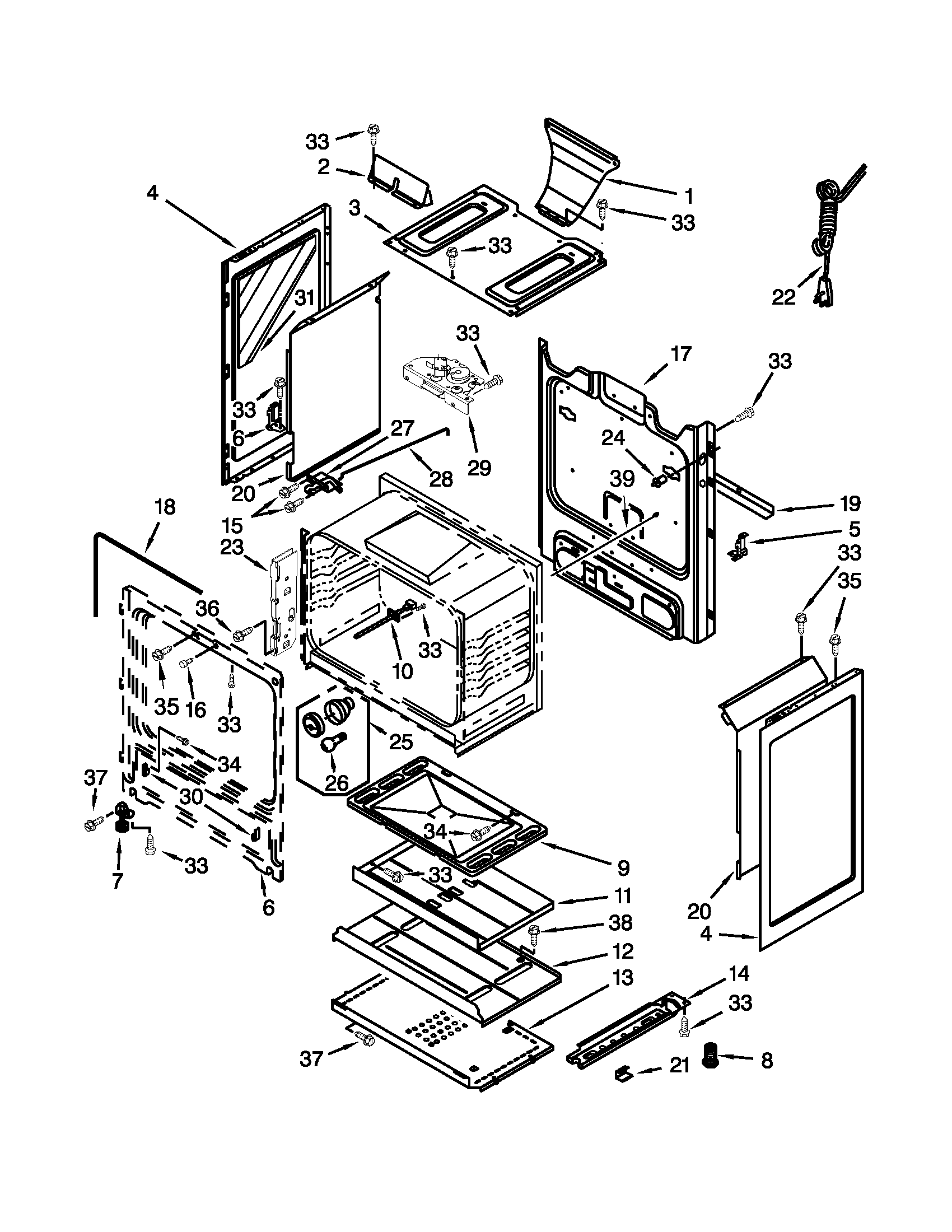 Maytag MGR7662WS2 chassis parts diagram